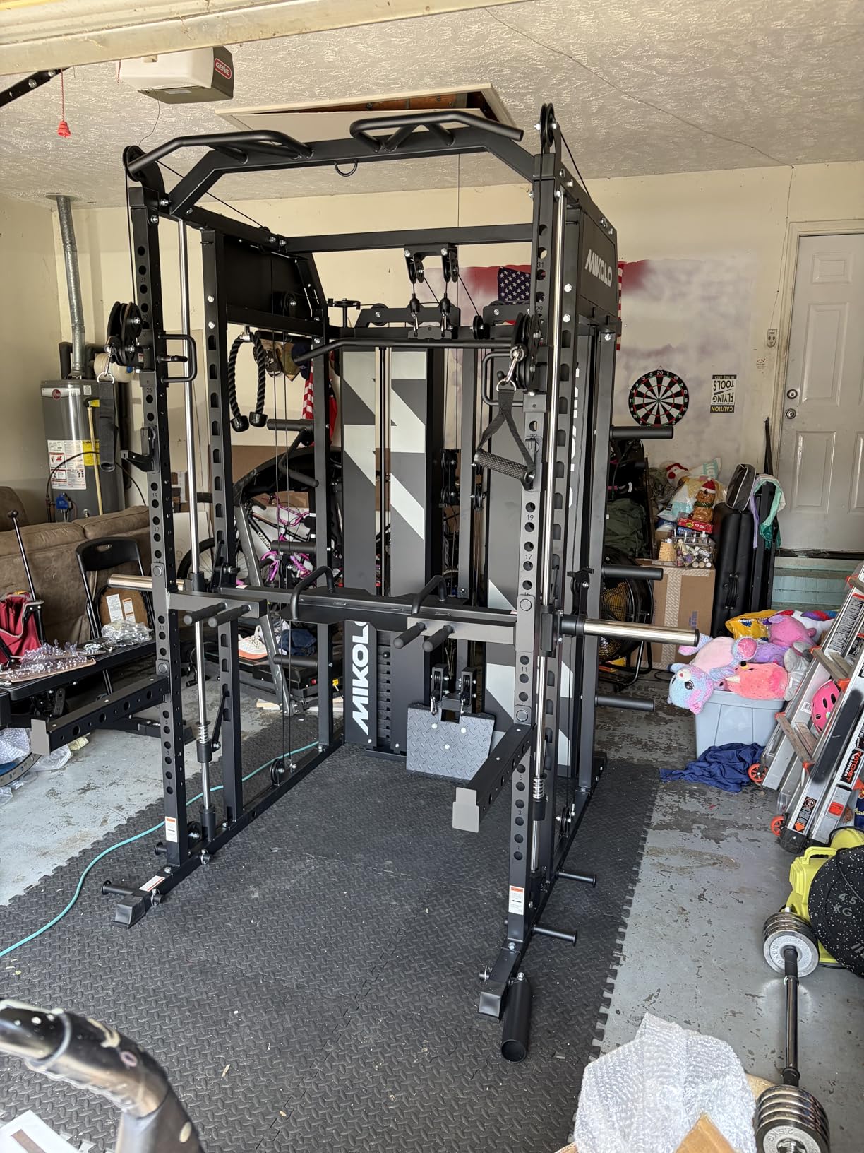 Mikolo Smith Machine with Weight Stack, Power Cage Home Gym System with LAT Pulldown and Cable Crossover, Multi-Functional Trainer with Dual Pulley System customer photo 1