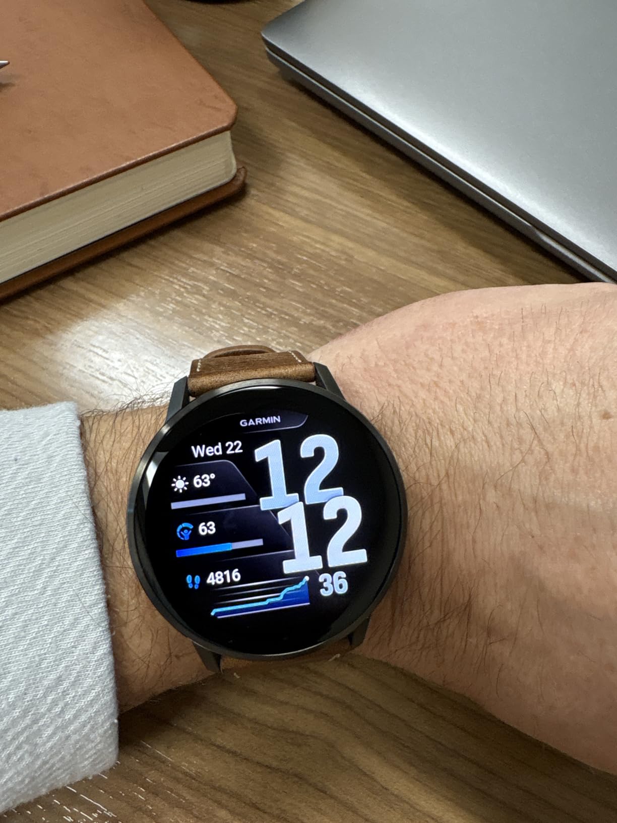 Venu 4, 45mm, Advanced Health and Fitness GPS Smartwatch, Bright Colorful Display, Built-in Flashlight, 12 Days of Battery Life, Slate with Black Silicone and Brown Leather Band - 2 Bands customer photo 1