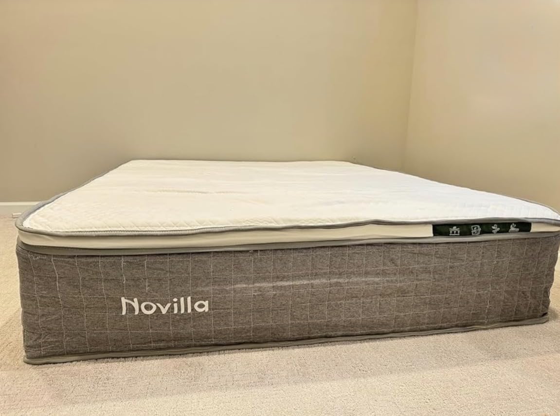 Novilla 12 Inch Queen Mattress, Queen Size Hybrid Mattress with Cooling Gel Memory Foam, Pocketed Coils & Cool-Touch Nylon Cover for Motion Isolation & Edge Support CertiPUR-US Certified customer photo 2