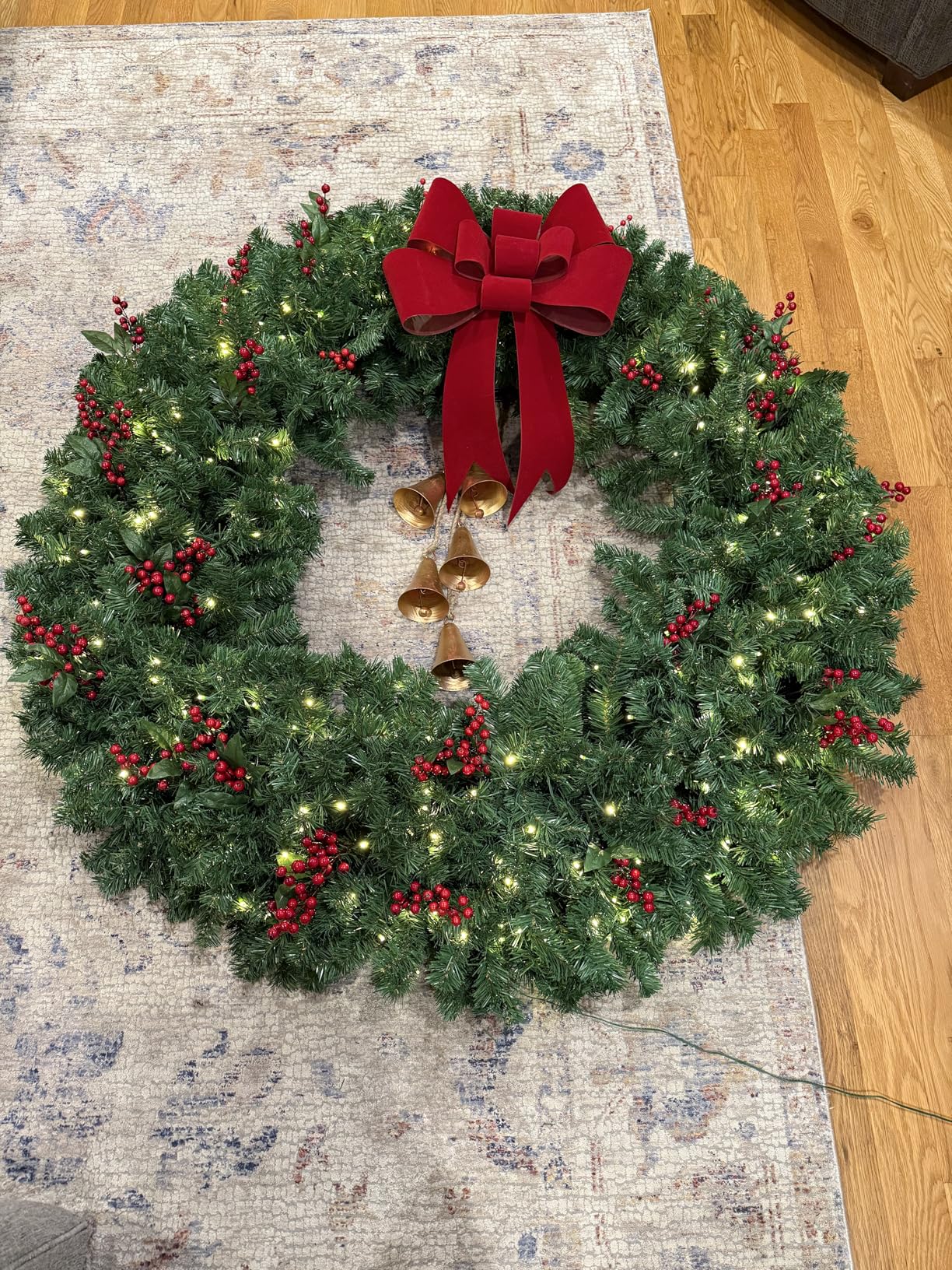 Best Choice Products 24in Large Artificial Pre-Lit Fir Christmas Wreath Holiday Accent Decoration w/ 50 Multicolor Lights, 100 PVC Tips customer photo 1