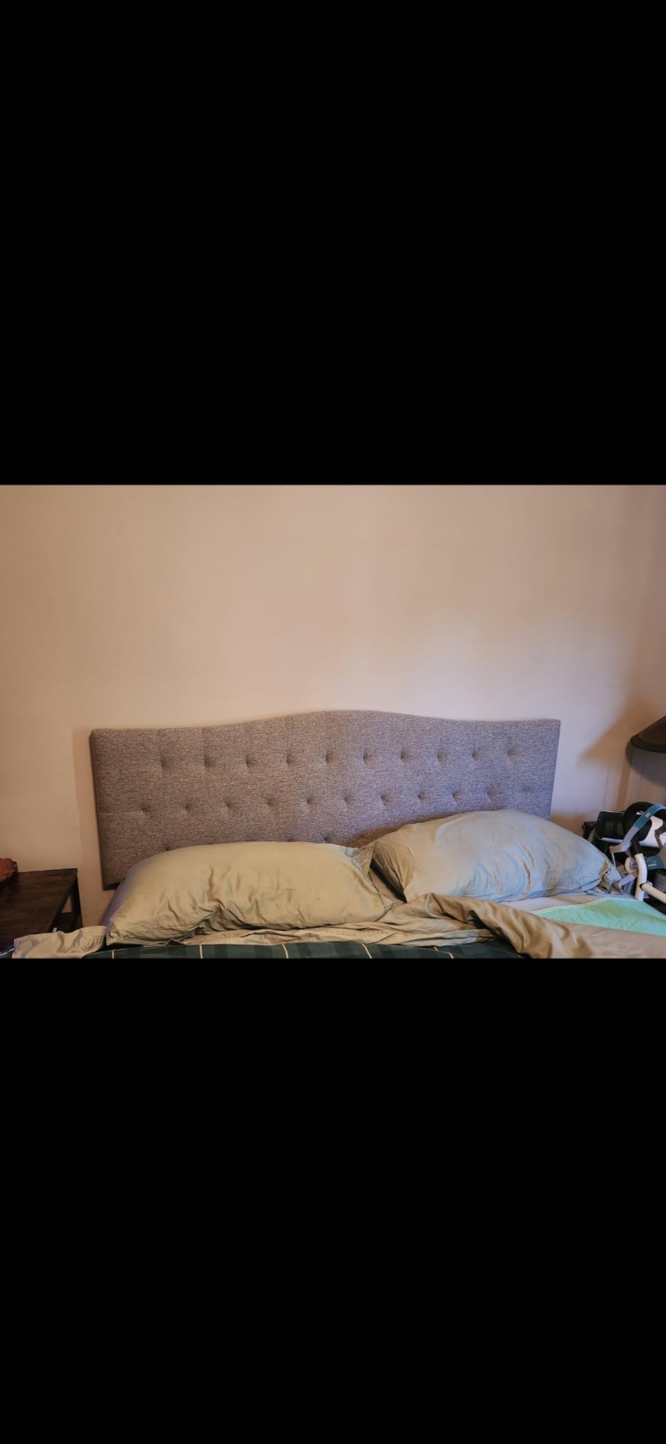 Tufted Upholstered Linen Fabric Headboard Full Size Bed, Full Headboard Only with Adjustable Height from 38