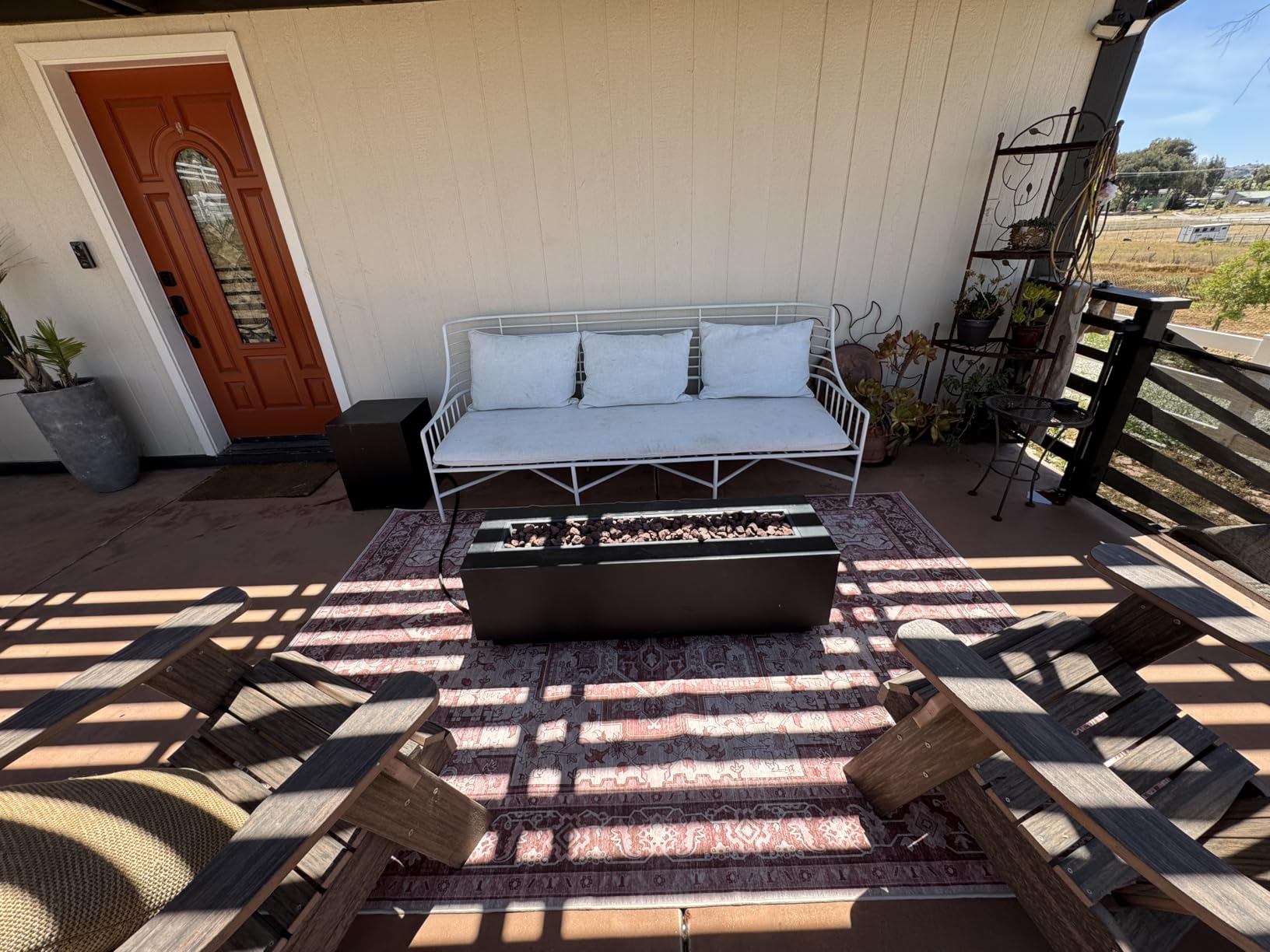 GENIMO 5x8 Outdoor Rug, Washable for Patio and Deck, Blue | Vintage boho medallion design for porch; fade resistant chenille with quick-dry non-slip backing for indoor sunroom. customer photo 1