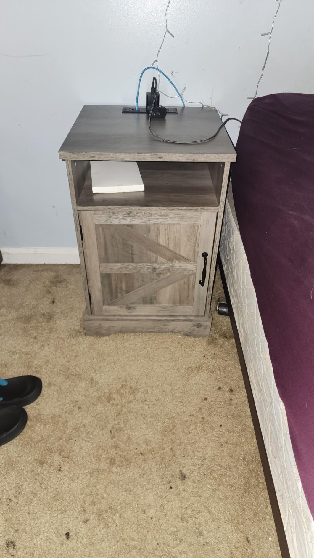 Smart FENDEE Mid Century Modern Nightstand with 2 Drawers, Fluted Design Bedside Table with Storage, Walnut Finish Night Stand for Bedroom, Study Room customer photo 2