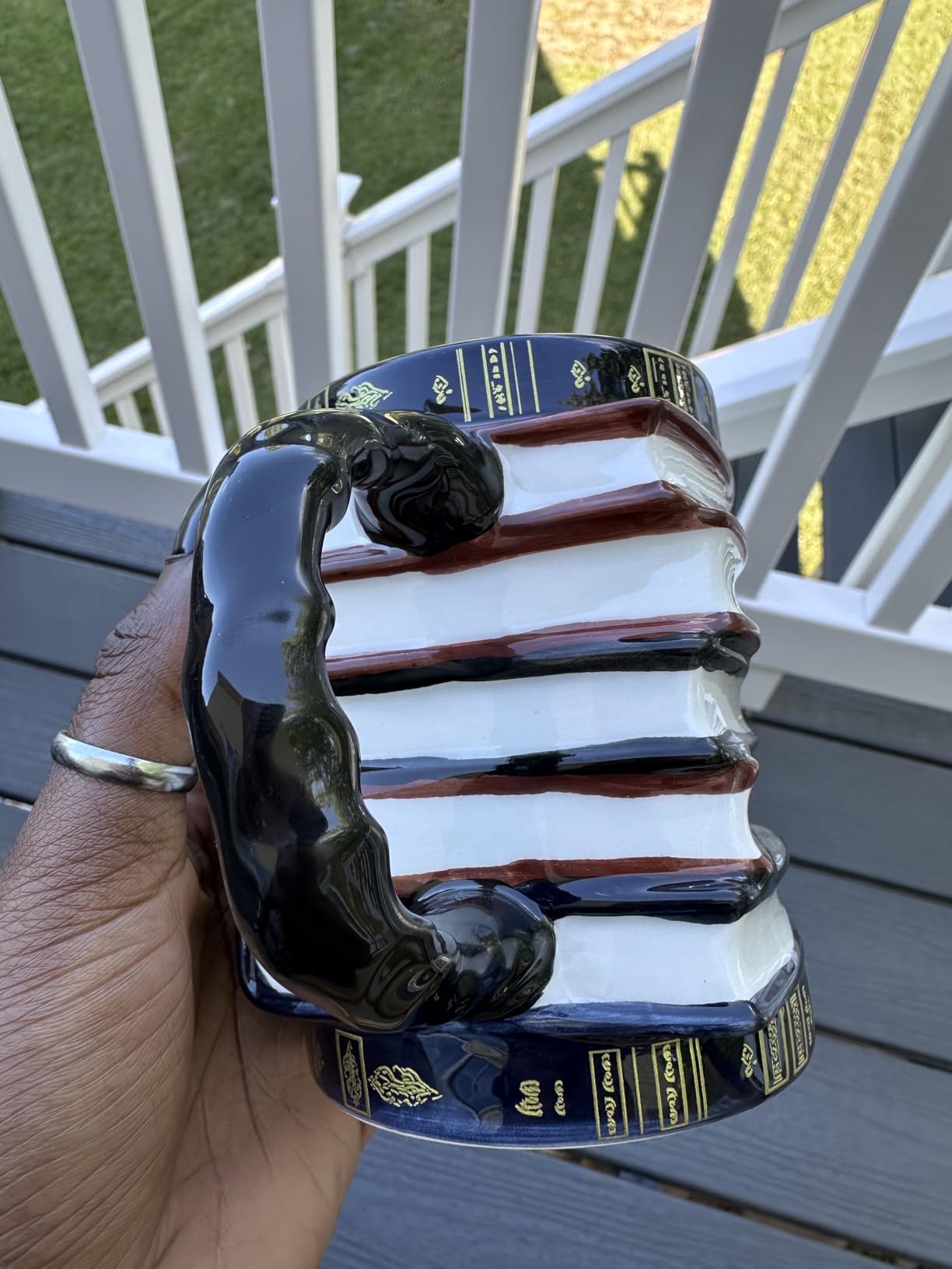 3D Book Mug - Stacked Books Ceramic Coffee Mug, Fully Sculpted Design, 14 oz, Gift Box Included, Book Lover Gift for Readers & Librarians customer photo 1