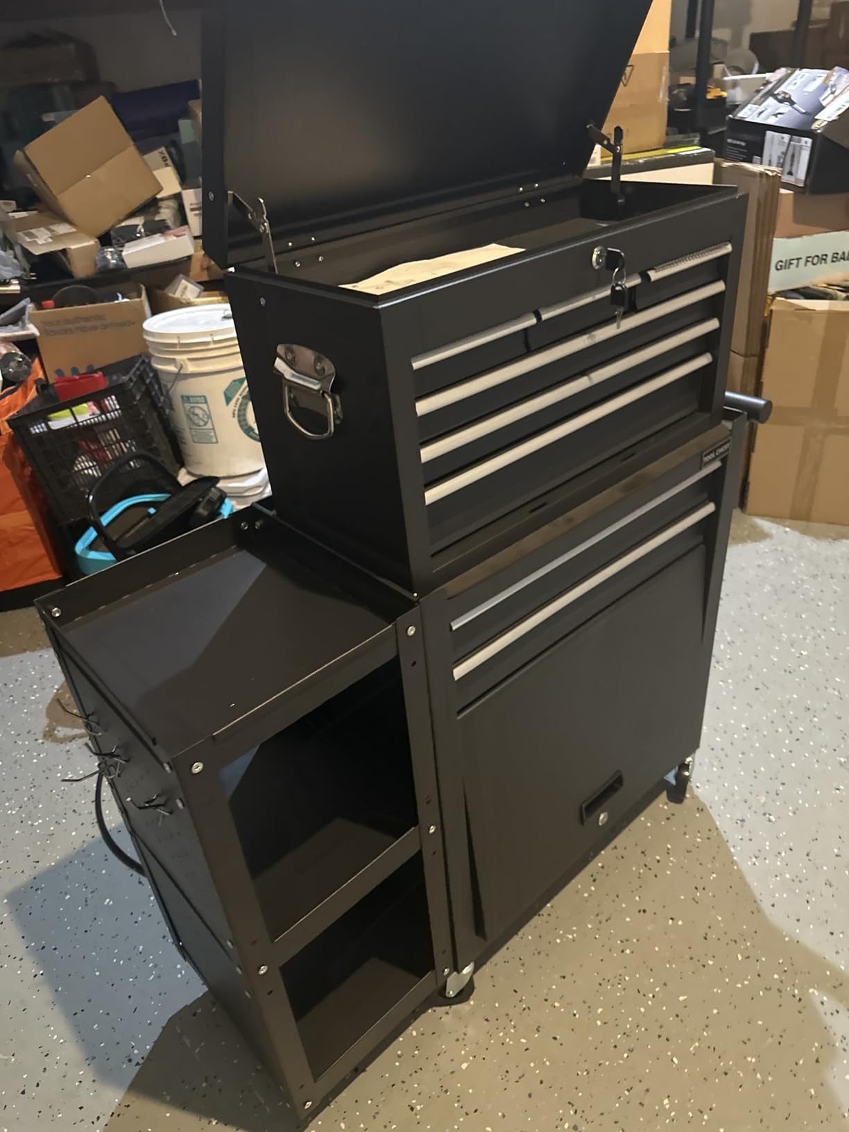 8-Drawer Rolling Tool Chest, 3-in-1 Tool Box on Wheels with Lockable Steel Garage, Detachable Top Toolbox & Bottom Storage Cart with Additional Cabinet for Repair Room, Warehouse customer photo 1