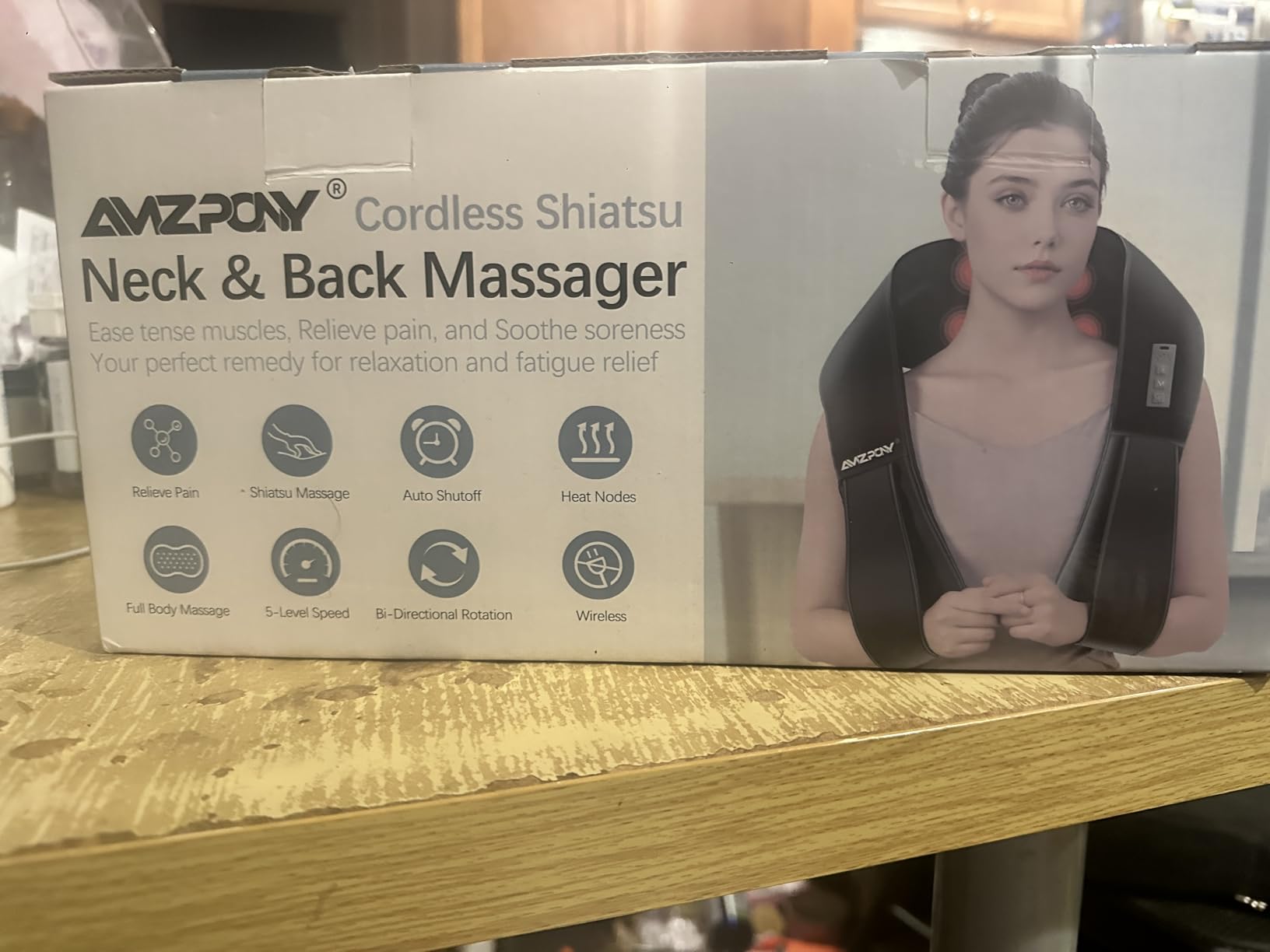 AMZPONY Cordless Neck Massager for Pain Relief Deep Tissue, Rechargeable Shiatsu Neck and Back Massager with Heat Kneading Shoulder Massage for Body Muscle Pain Relief, Gifts for Mom Dad Friends customer photo 2