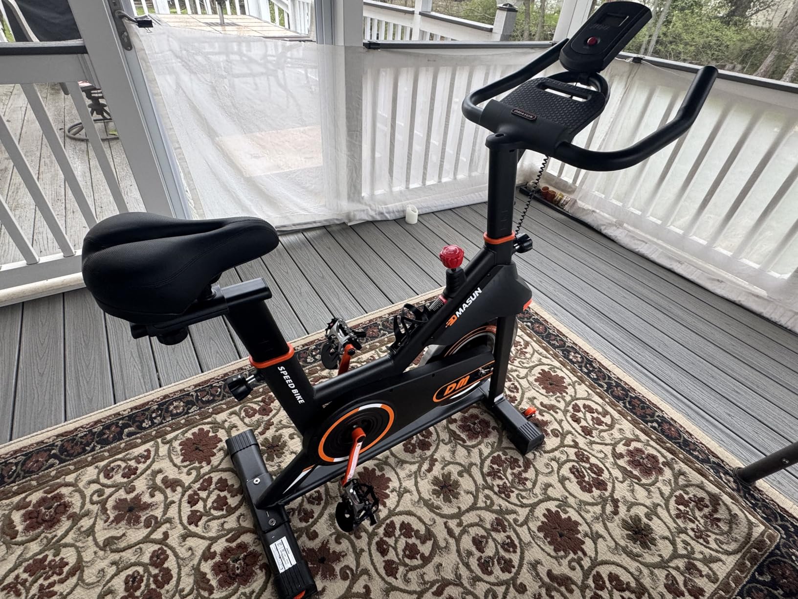 DMASUN Exercise Bike, Silent Magnetic Resistance Stationary Bike, 330 LBS Capacity, Comfortable Seat Cushion, Digital Display with Tablet Holder customer photo 1
