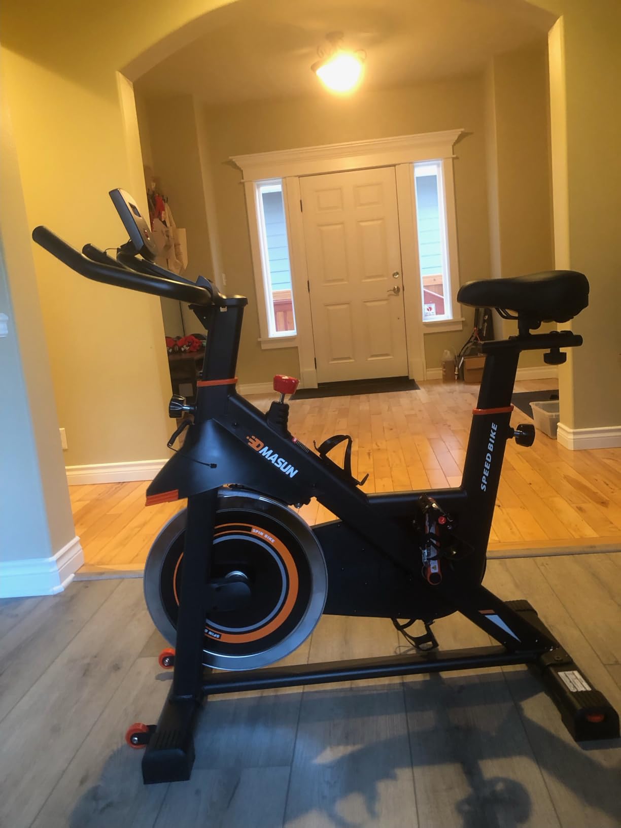 DMASUN Exercise Bike, Silent Magnetic Resistance Stationary Bike, 330 LBS Capacity, Comfortable Seat Cushion, Digital Display with Tablet Holder customer photo 2