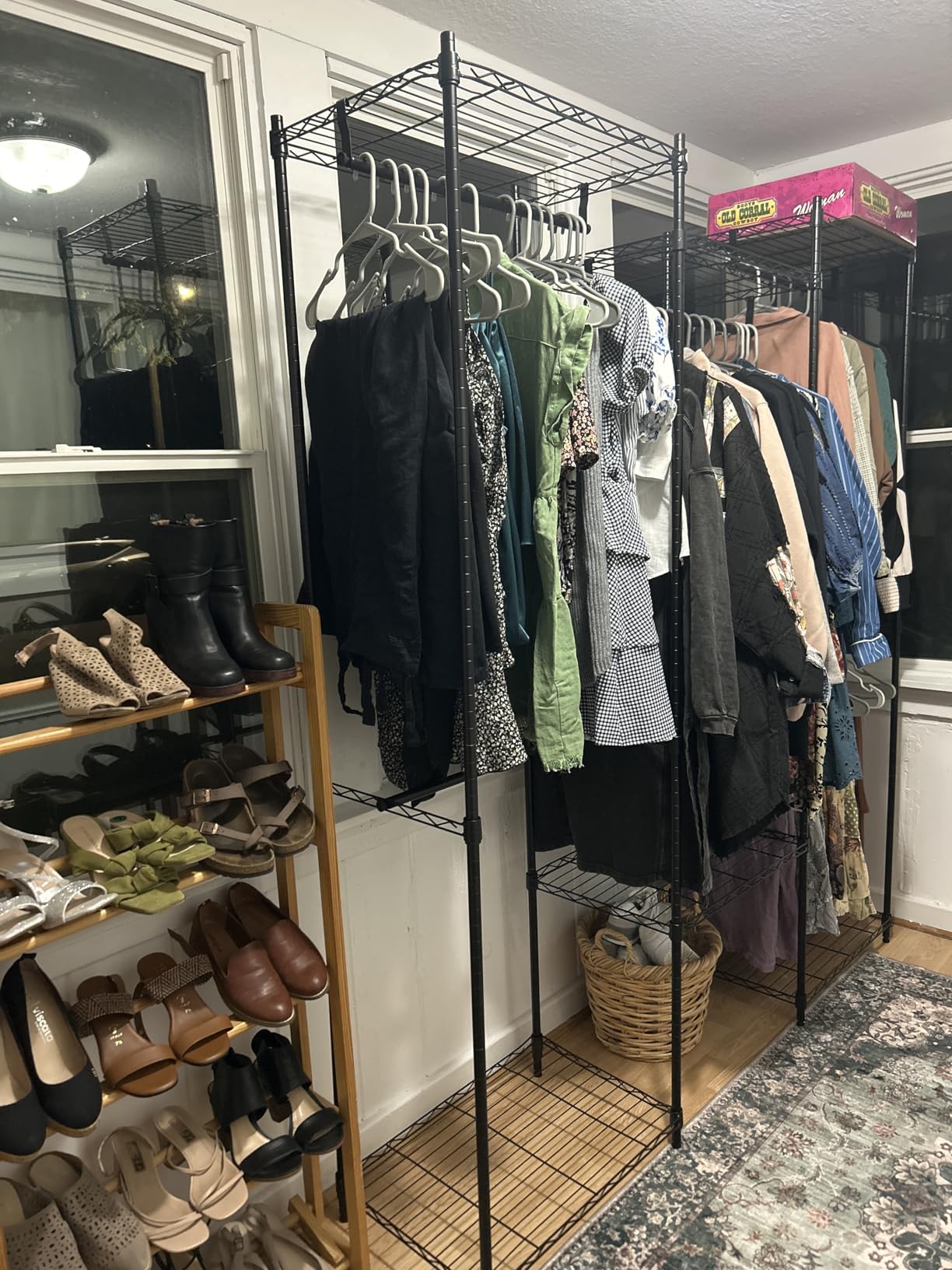 SONGMICS Clothing Rack, Heavy-Duty Garment Rack with Adjustable Storage Shelves and Hanging Rails, Fabric Cover, Freestanding Portable Wardrobe Closet, Ink Black ULGR424BH01 customer photo 2