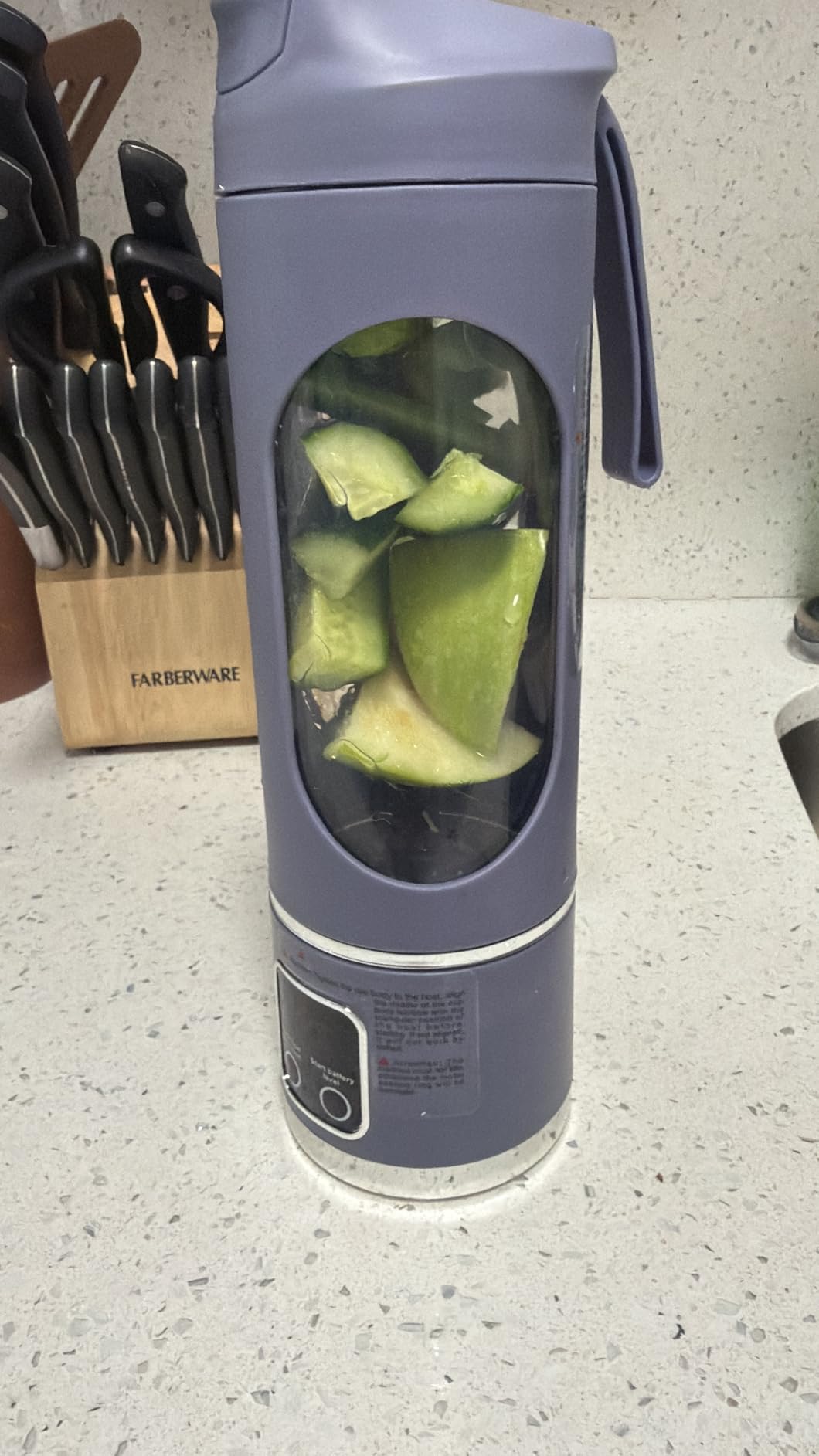 Portable Personal Electric Blender, 500ML Portable Shakes and Smoothies Blender, 12 Blades USB Rechargeable Small Blenders, Mixing, Compact, Convenient and Versatile (Purple) customer photo 2