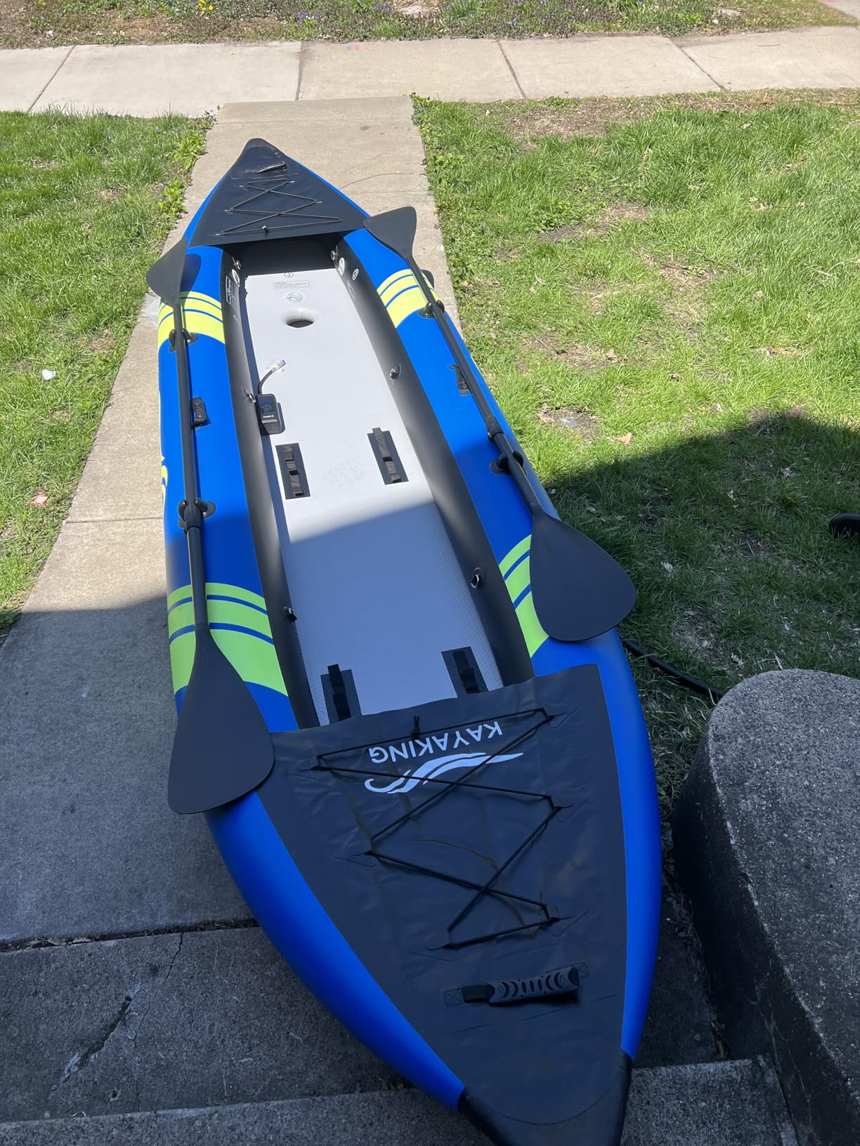 WETURE Inflatable Kayak 2 Person, Tandem Touring Kayaks for Adults, 12.5FT 507 LBS Capacity, Portable Kayak with Luminous Strips, Adjustable Kayak Seat, 2 Paddles, 2 Tail Fins, Pump & Storage Bag customer photo 2