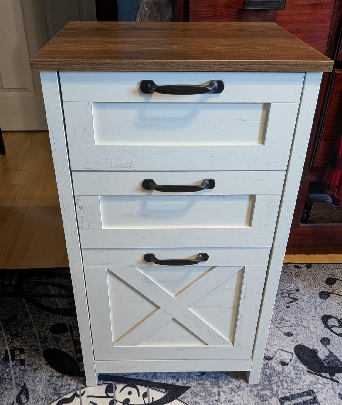 VASAGLE File Cabinet, 2-Drawer Filing Cabinet for Home Office, Modern Farmhouse, Adjustable Hanging Rail for A4 Letter Files, Printer Stand, Study Bedroom, Rustic White and Honey Brown customer photo 1