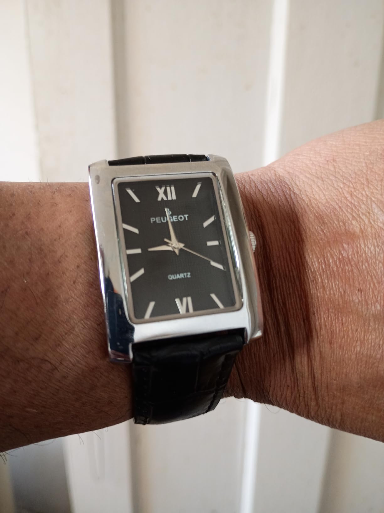 Men's Rectangular Roman Numeral Classic Dress Watch Leather Strap customer photo 1