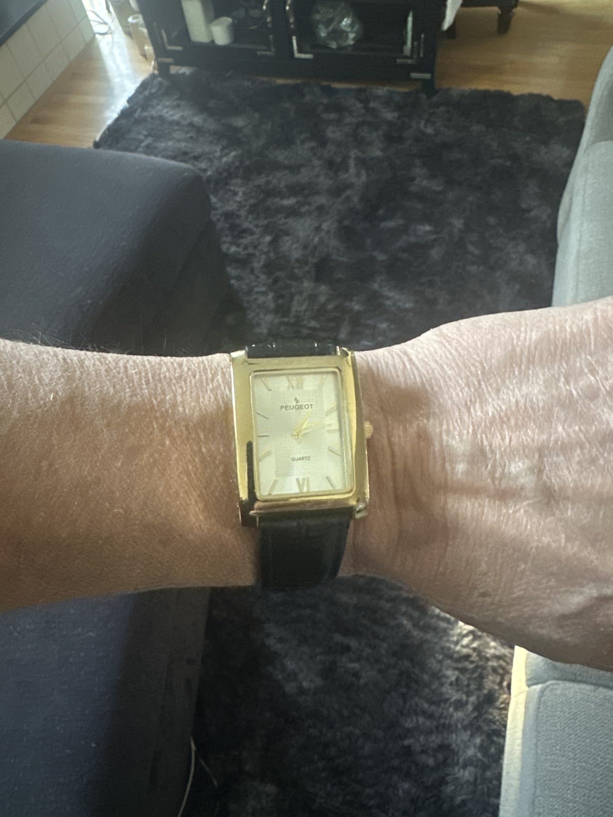 Men's Rectangular Roman Numeral Classic Dress Watch Leather Strap customer photo 2