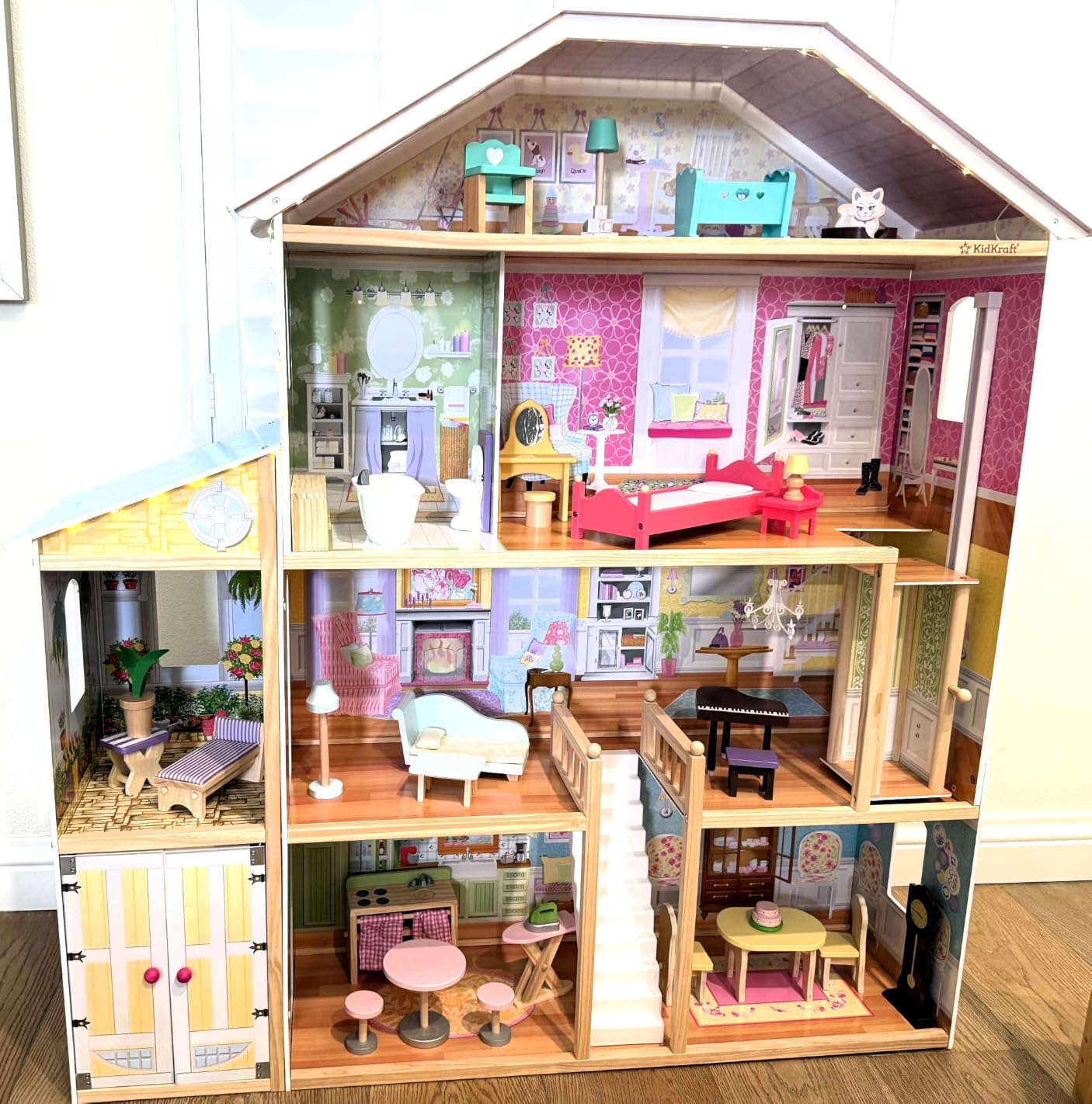 KidKraft Majestic Mansion Wooden Dollhouse with 34-Piece Accessories, Working Elevator and Garage, Gift for Ages 3+ customer photo 2