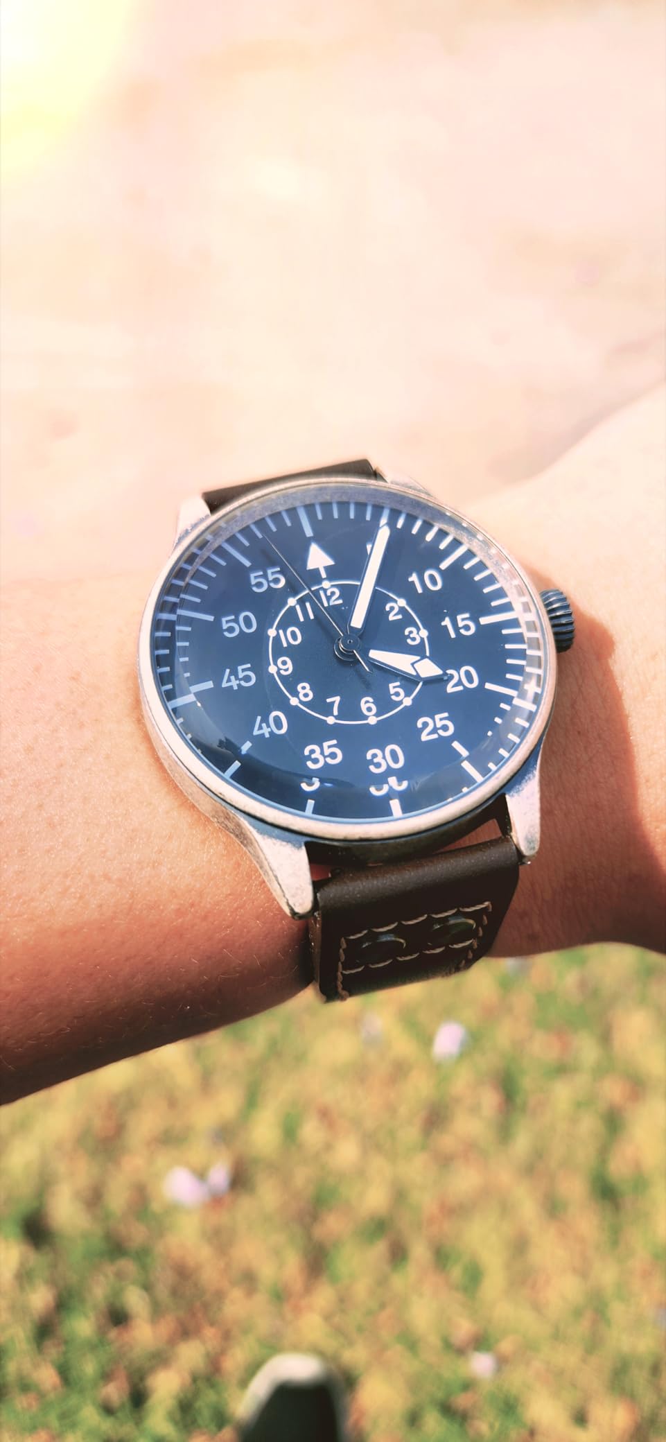 Mil-Tec Vintage Aviator Watch Black Dial Quartz Mens Flieger Pilot World War 2 Wristwatch customer photo 1