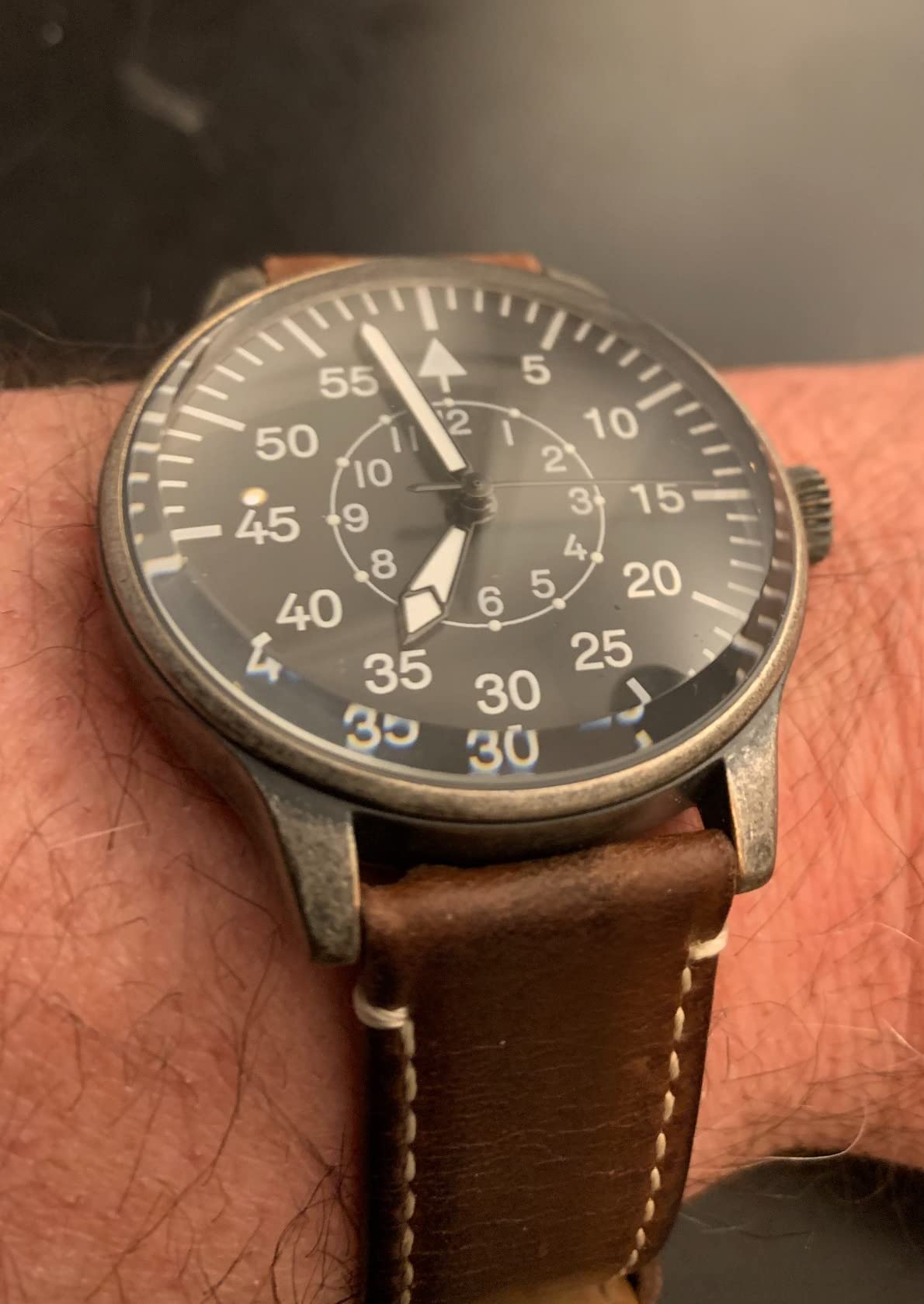 Mil-Tec Vintage Aviator Watch Black Dial Quartz Mens Flieger Pilot World War 2 Wristwatch customer photo 2
