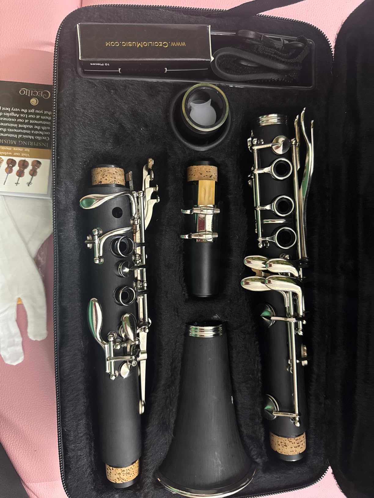 Mendini By Cecilio B Flat Clarinet for Beginner, Ebonite Bb Clarinet with 10 Reeds, Mouthpiece, Cork Grease, Gloves, Cleaning Cloth, Hard Case, Pocketbook, Stand customer photo 2