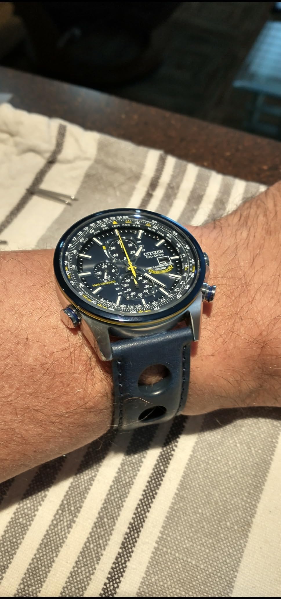 Men's Eco-Drive Sport Luxury World Chronograph Atomic Time Keeping Watch customer photo 1
