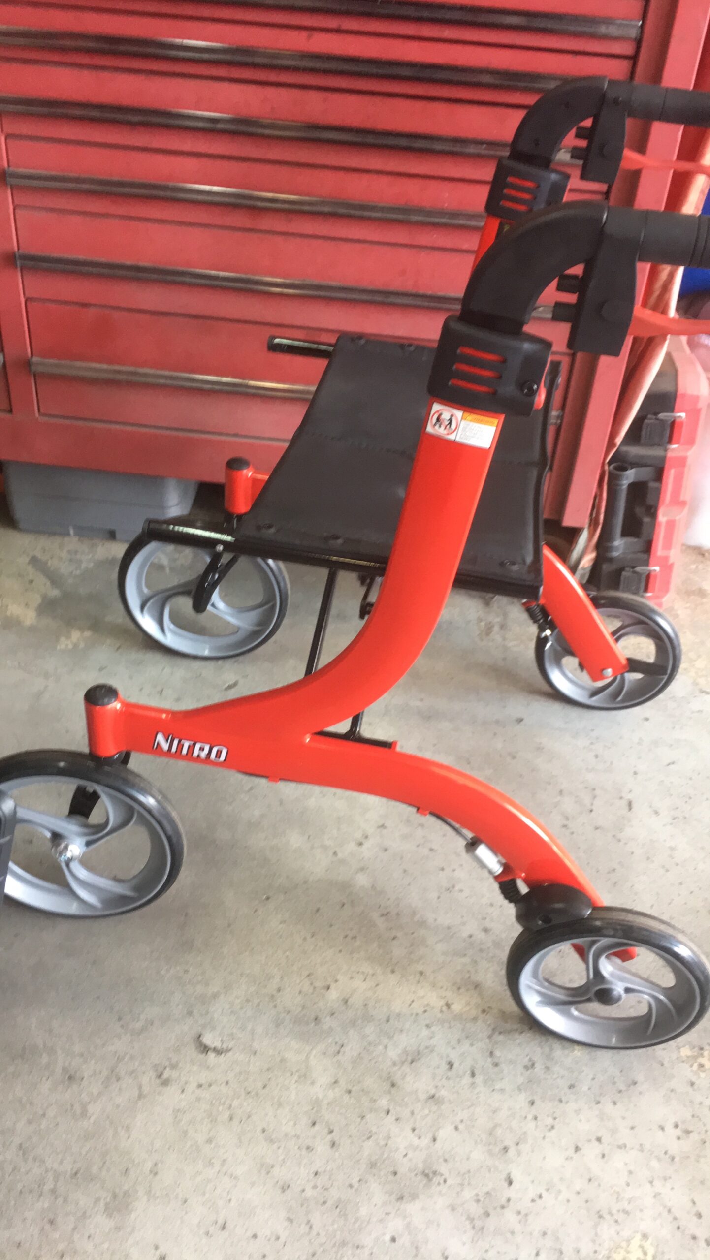Drive Medical RTL10266 Nitro Euro-Style 4-Wheel Rollator with Seat, Red | Euro-Style 4-Wheel Rollator Walker with Seat for Comfortable, Convenient Everyday Mobility Support and Ease customer photo 2