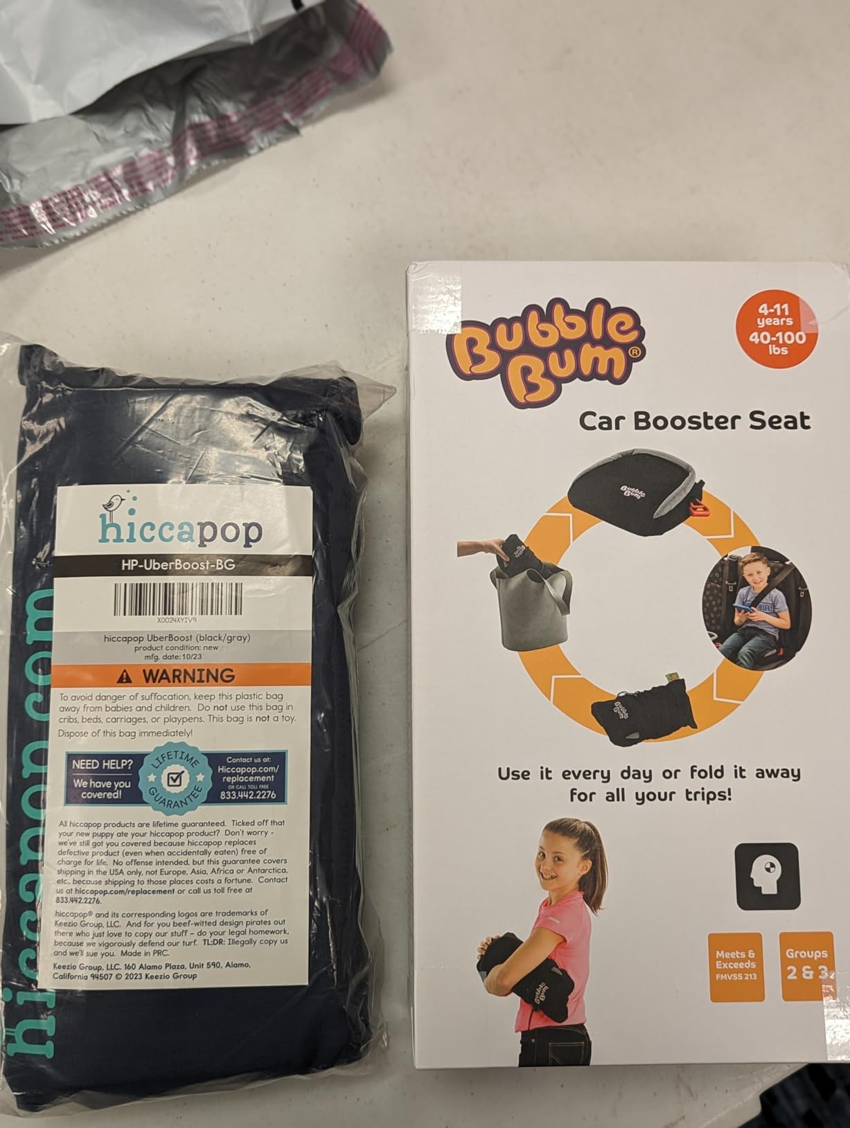 BubbleBum Inflatable Booster Car Seat - Foldable, Lightweight, Backless Travel Booster Seat for Kids, Portable Carseat for Toddler, Fits 3 Across, Compact for Uber - Ages 4-11 Year Old, Black customer photo 2