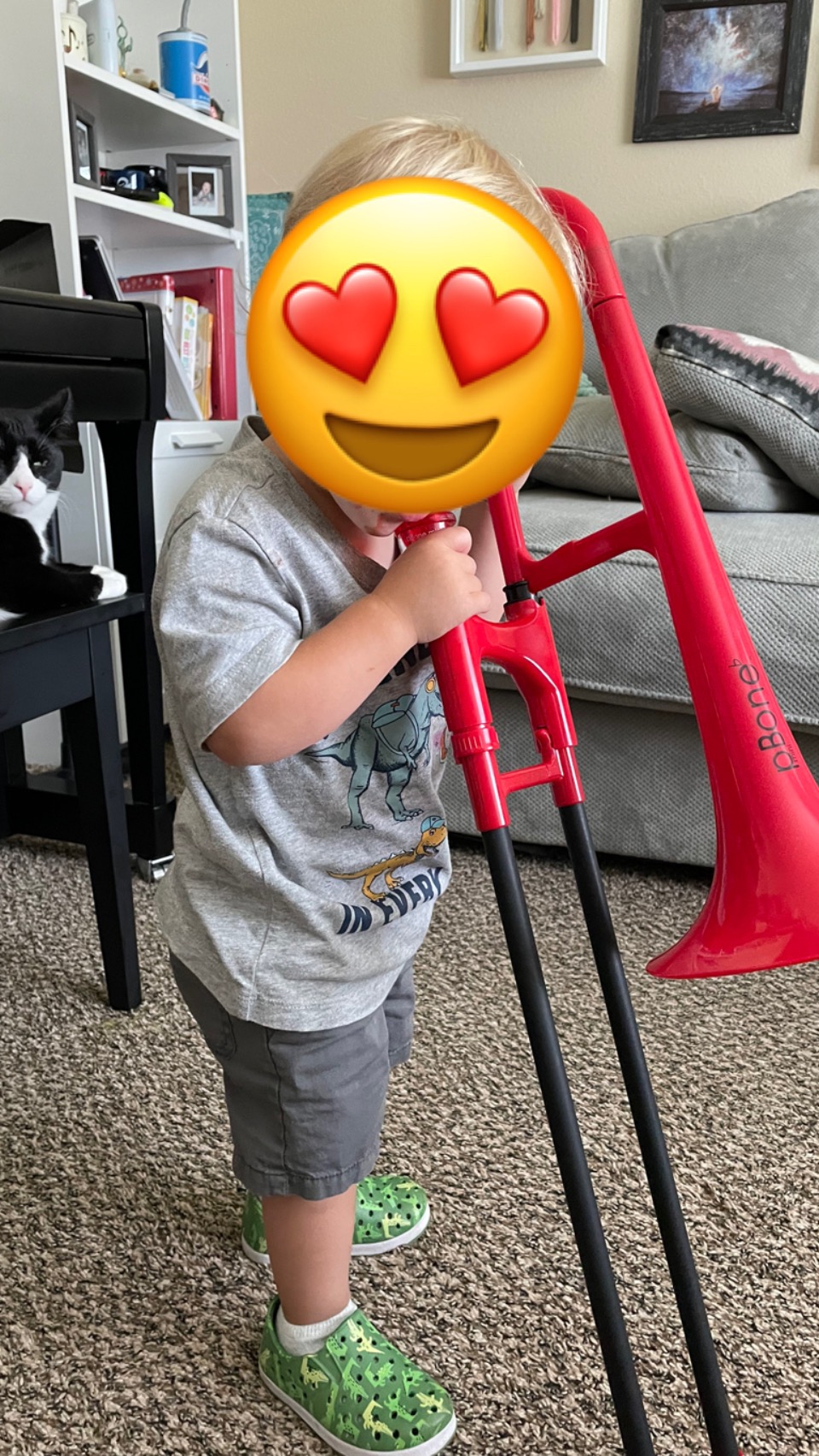 PINSTRUMENTS Plastic Kids pBone Mini Trombone - Mouthpiece & Carrying Bag- Lightweight Versatile, Comfortable Ergonomic Grip- Eb Authentic Sound for Student & Beginner- Durable ABS Construction- Red customer photo 1