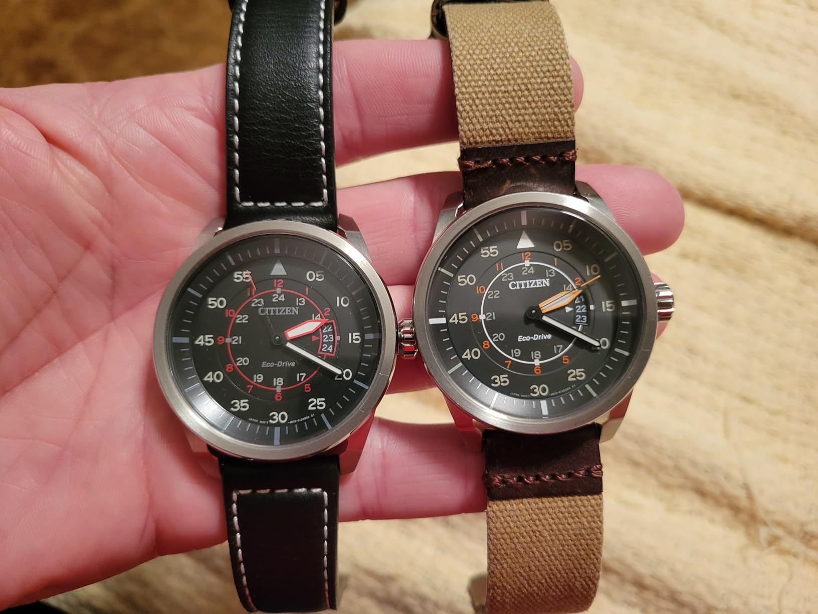 Men's Eco-Drive 3-Hand Date Avion Watch with Leather Strap (Style: AW1361:10H) customer photo 2