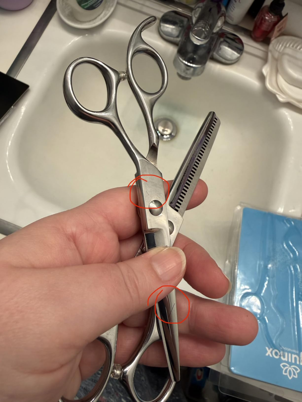 Equinox Professional Razor Edge Series Hair Cutting Scissors Set - Barber Hair Cutting & Thinning Shears/Texturizing Scissors Set - 6.5 Inches Hair Cutting Scissors Kit for Men/Women/Kids/Salon & Home customer photo 2