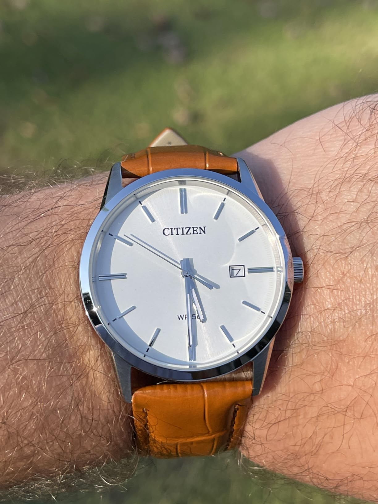 Citizen Quartz Mens Watch, Stainless Steel with Leather Strap, Casual customer photo 1