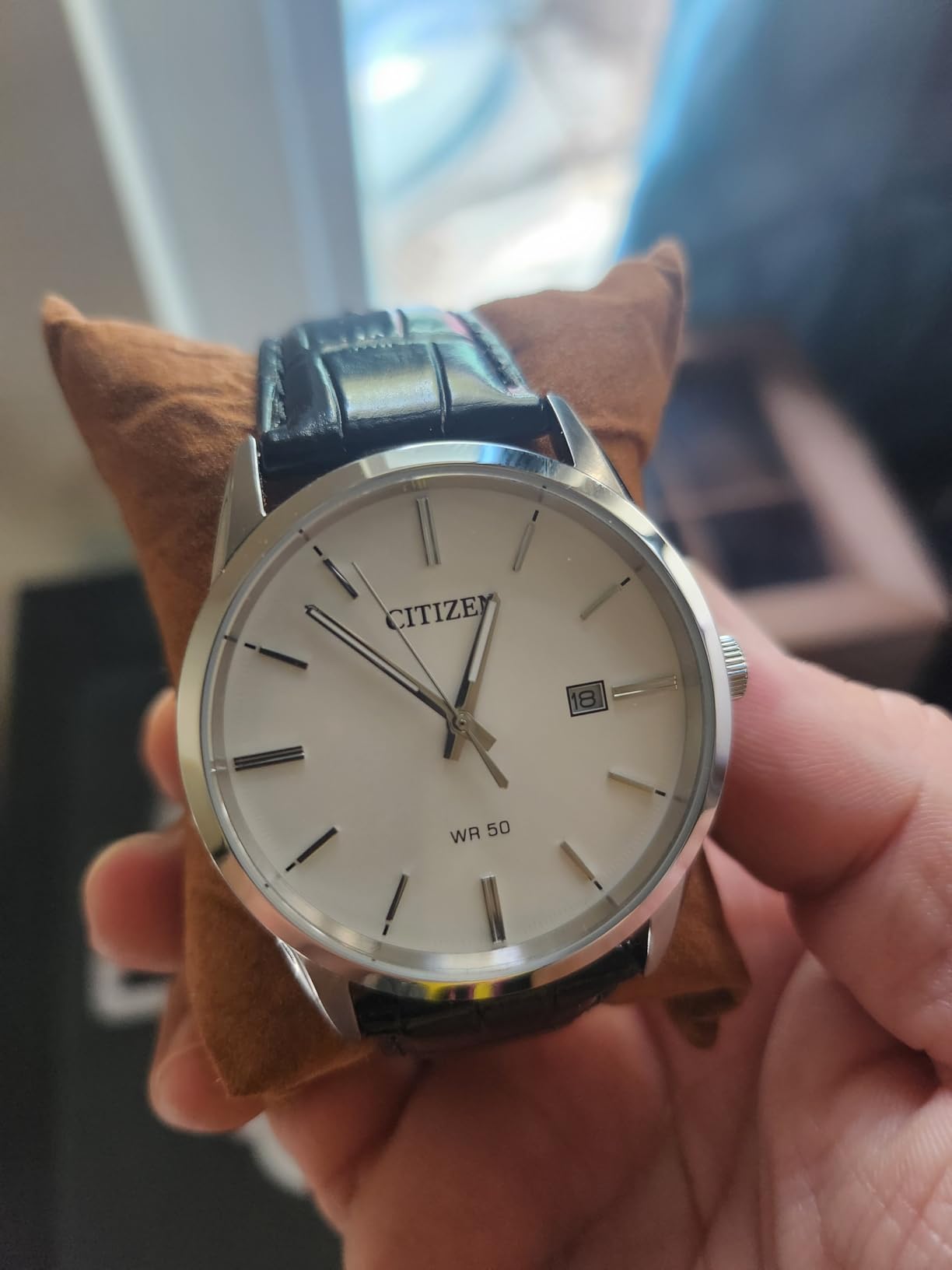 Citizen Quartz Mens Watch, Stainless Steel with Leather Strap, Casual customer photo 2