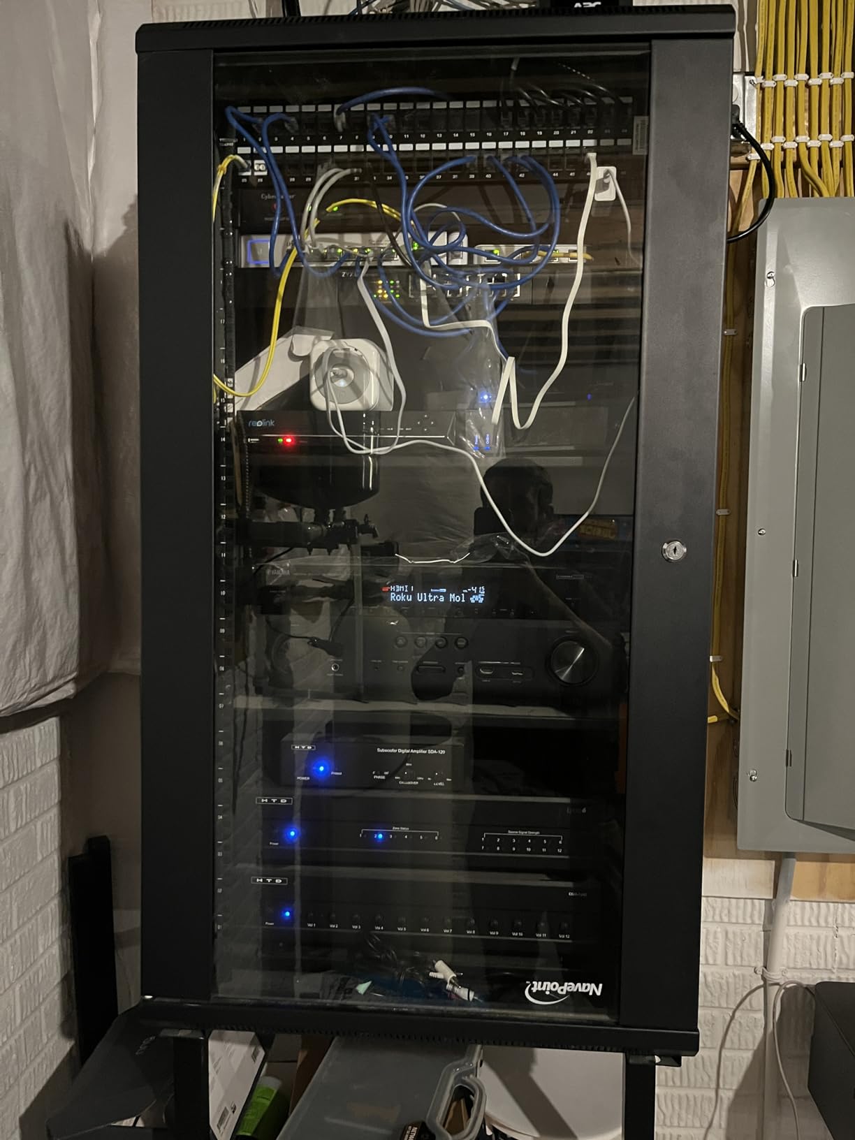 NavePoint 22U Server Rack Enclosure with Shelves, Caster Wheels, 2 Fans, Locking Glass Door, Removable Side Panels - 22U Network Cabinet 23.6