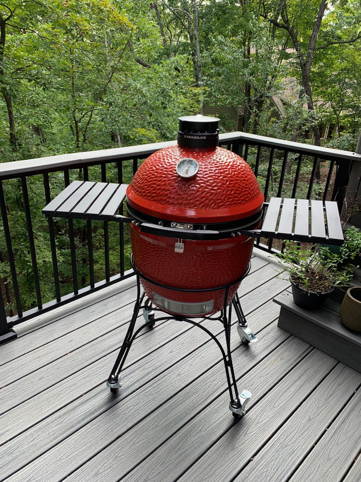 Kamado Joe Classic Joe Series II 18-inch Ceramic Charcoal Grill and Smoker with Cart, Side Shelves, Stainless Steel Grates and 250 Cooking Square Inches in Red, Model KJ-23RHC customer photo 2