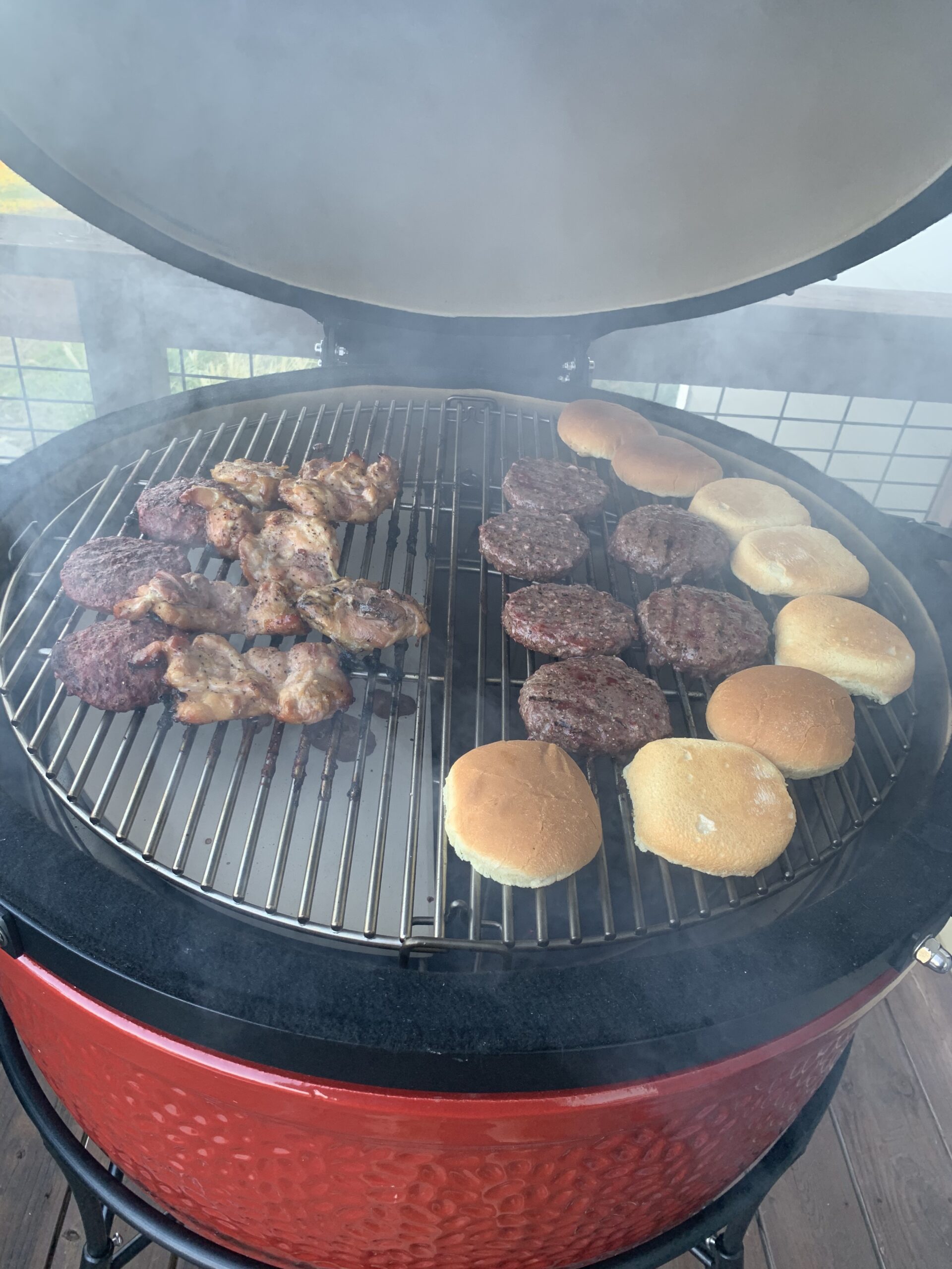 Kamado Joe Big Joe Series II 24-inch Ceramic Charcoal Grill and Smoker with Cart, Side Shelves, Stainless Steel Grates and 450 Cooking Square Inches in Red, Model BJ24RHC customer photo 1