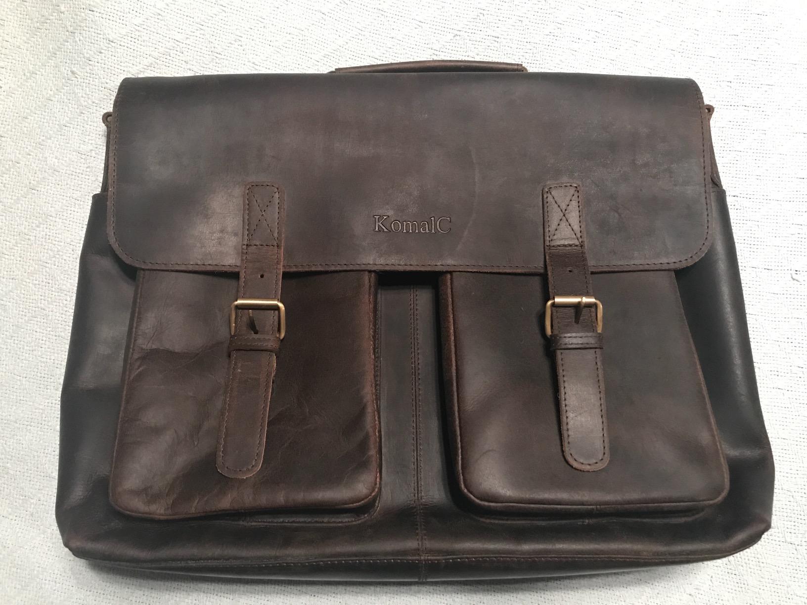 KomalC 16 Inch Leather briefcase Laptop Messenger Bags for Men and Women Best Office Satchel Bag customer photo 2