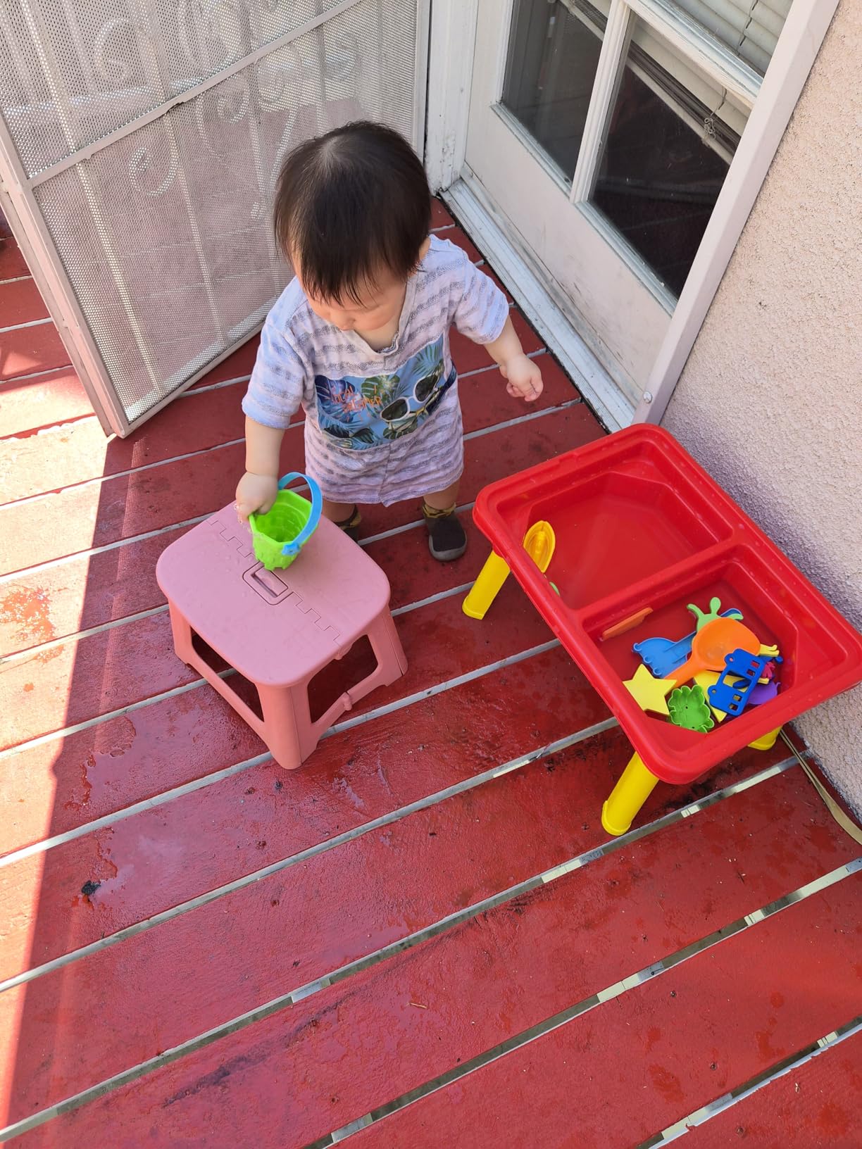 Toddler Sensory Kids Table with Lid | Sensory Bin | Kidoozie | Mega Block Compatible Lid | Indoor Outdoor Use, Red customer photo 2