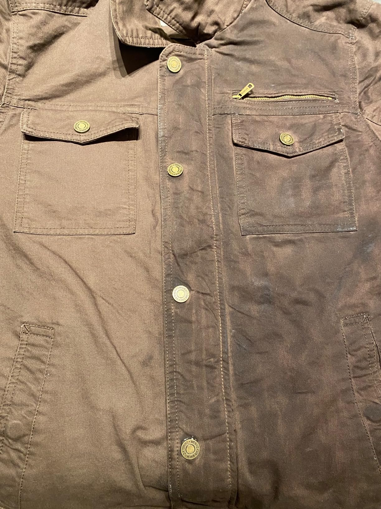 WenVen Men's Casual Canvas Cotton Military Lapel Jacket customer photo 2