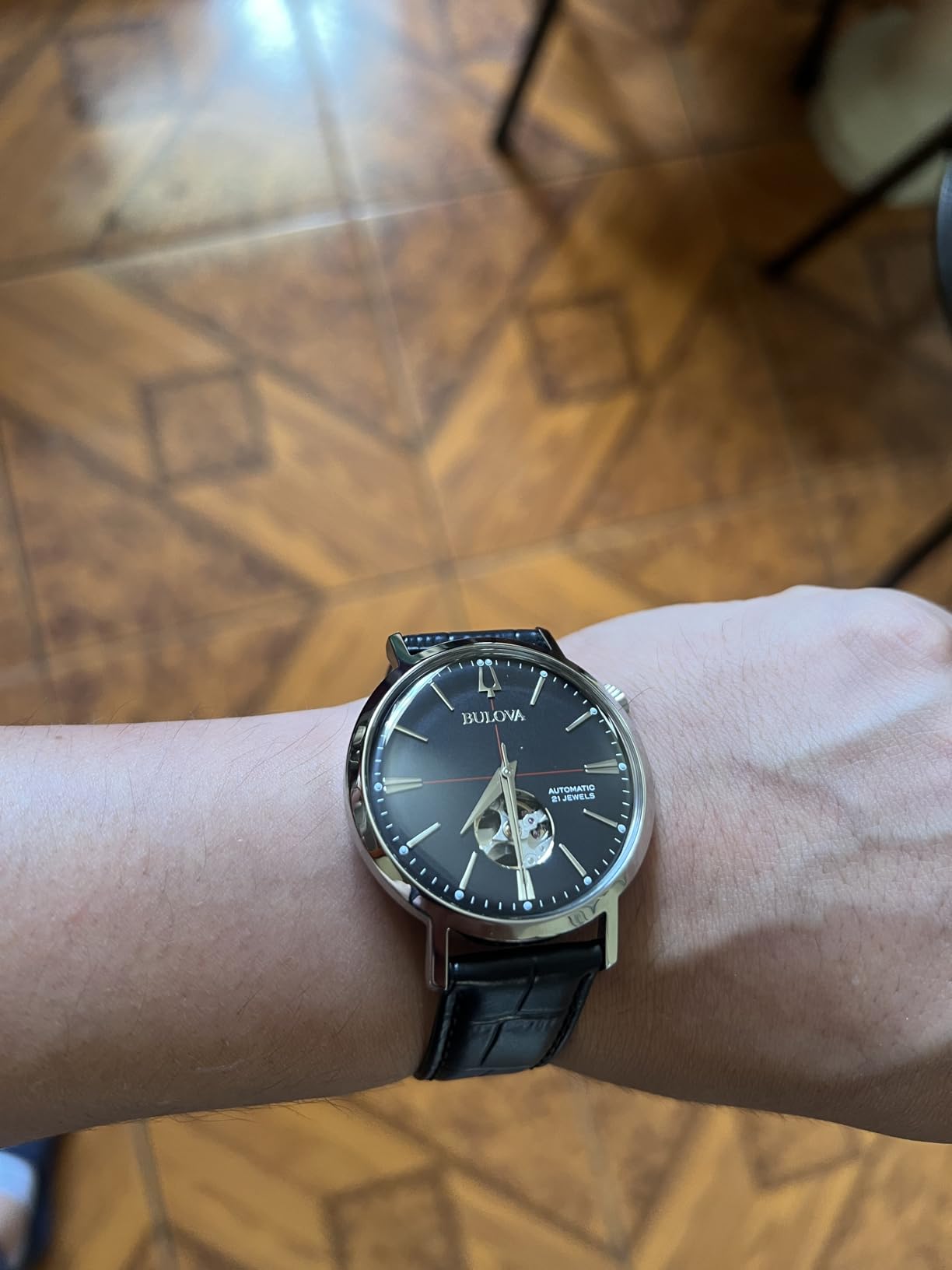 Bulova Men's Aerojet 3-Hand Automatic Leather Strap Watch customer photo 2