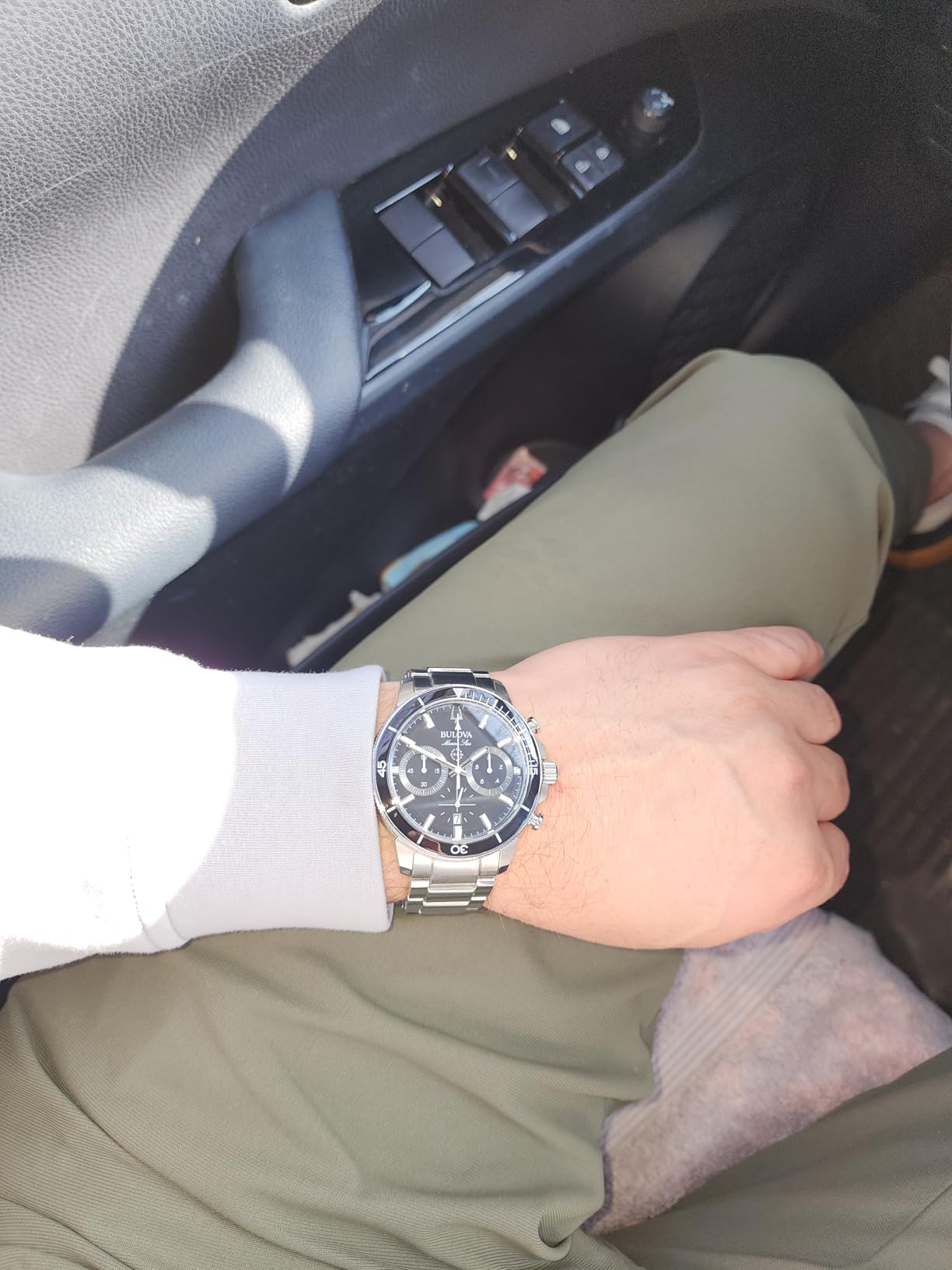 Bulova Men's Marine Star Series C Stainless Steel 6-Hand Chronograph Quartz Watch, Black Dial Style: 96B272 customer photo 2