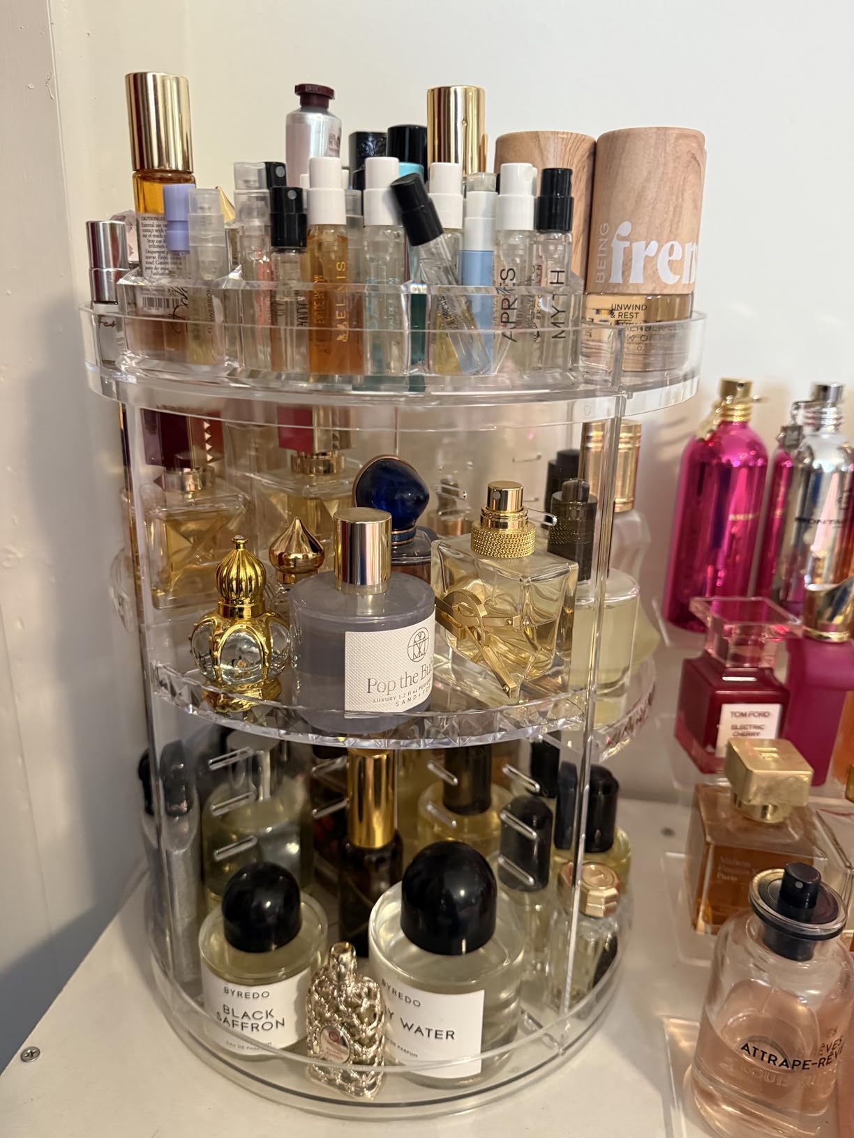 AMEITECH Makeup Organizer, 360 Degree Rotating Adjustable Cosmetic Storage Display Case with 8 Layers Large Capacity, Clear customer photo 1