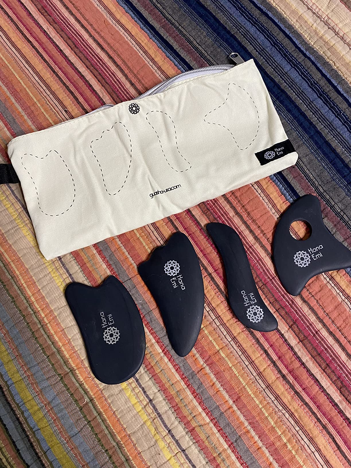 LUONKOS Bian Stone Gua Sha Tools Set of 4 - Full Body & Face Sculpting Tool | Lymphatic Drainage Massager for Face, Neck, Back & Shoulders customer photo 2
