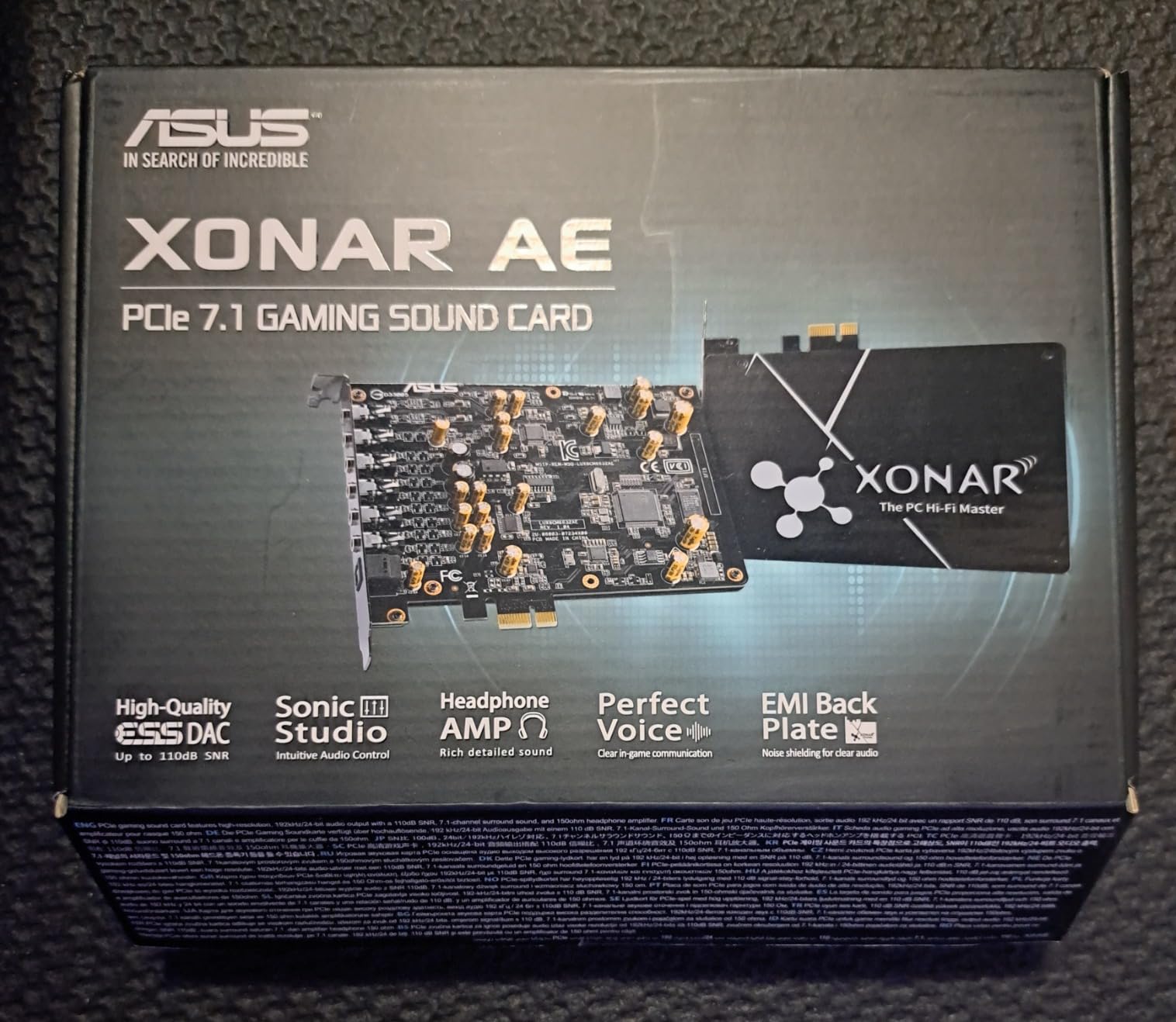 Asus Xonar AE Sound Board 7.1 PCIe Gaming Sound Card with 192kHz/24-bit Hi-Res Audio Quality, 150ohm Headphone amp, DAC, and Exclusive EMI Back Plate customer photo 1