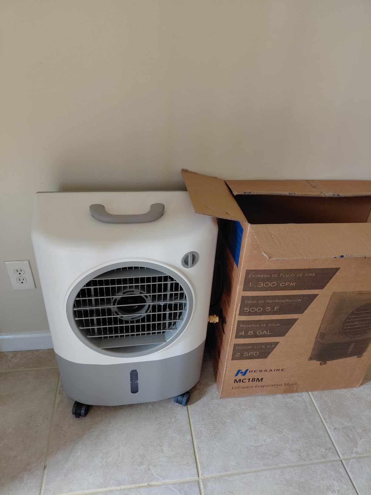 Hessaire MC18M Portable Swamp Cooler - 1300 CFM Evaporative Air Cooler, 500 sq. ft. Coverage, High Velocity Outdoor Cooling Fan customer photo 2