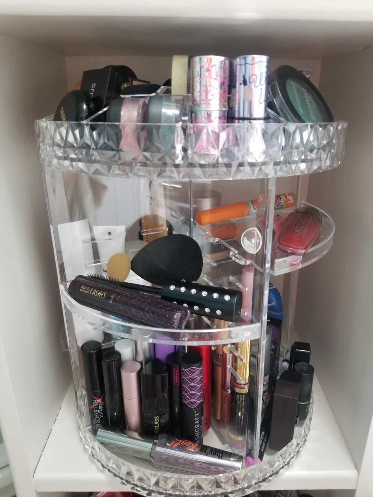 Sorbus 360 Rotating Makeup Organizer - Spinning cosmetics organizer, Adjustable Shelves for Make Up, Perfume & Toiletries - Acrylic Makeup Organizer for Vanity, Bathroom, Bedroom, Closet [Clear] customer photo 1