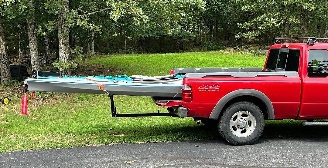 ECOTRIC Truck Bed Hitch Extender 2 in 1 Design Foldable Extension Pick Up | Rack Canoe Boat Kayak Lumber w/Flag customer photo 1