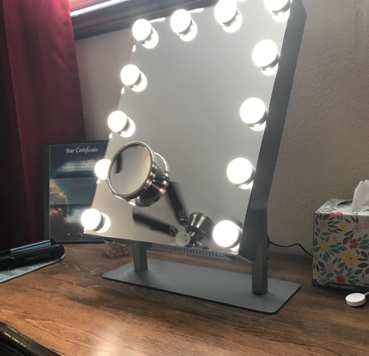 iHome Hollywood Vanity Mirror PRO with Built in Bluetooth, Voice Control, USB Input and Speaker - 16