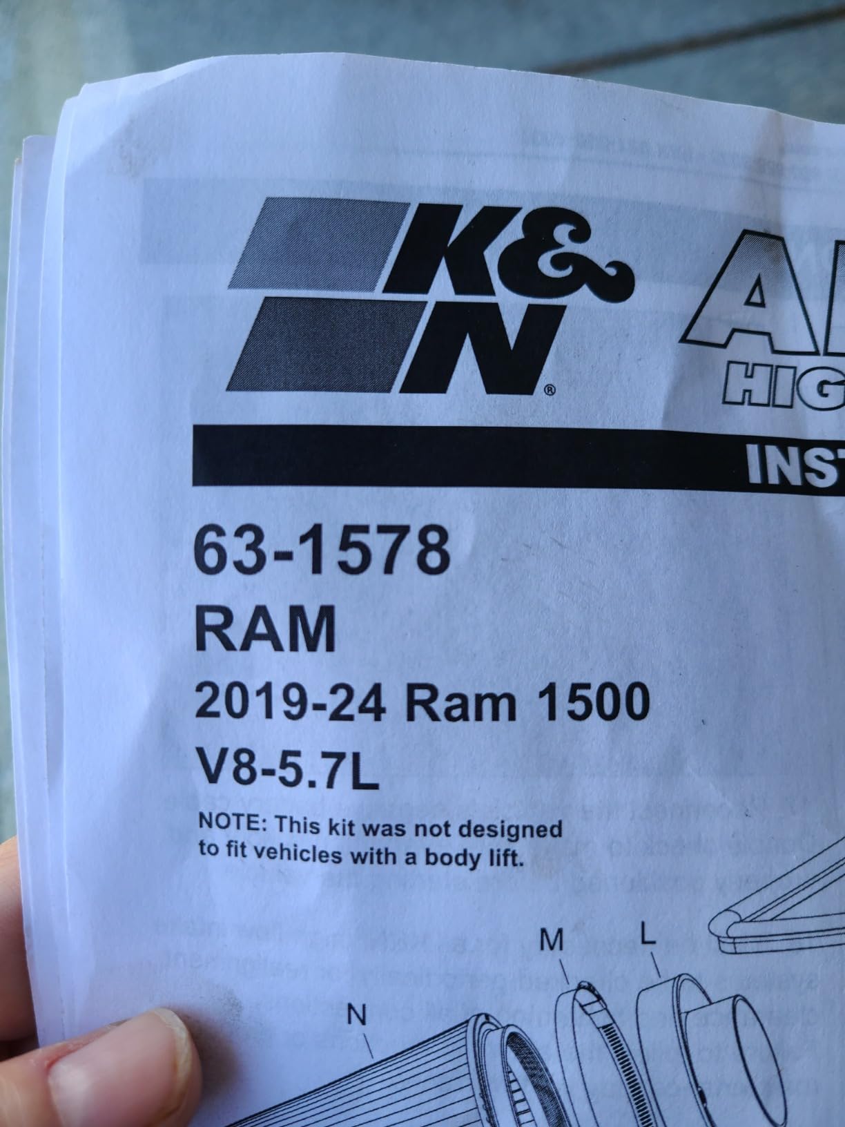 K&N Cold Air Intake System: High-Flow Air Filter, Increase Performance & Towing: Compatible with 2019-2026 RAM 1500, 63-1578 customer photo 2