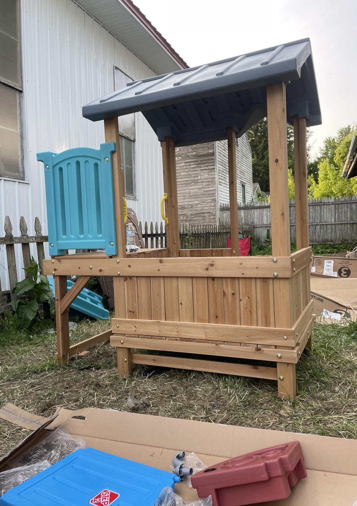 Step2 Woodland Adventure Playhouse & Slide, Kids Outdoor Playset, Backyard Playground Set, Swings, Storage Drawer, Made of Wood & Durable Plastic, Outside Jungle Gym, for Children 3-8 Years Old customer photo 2