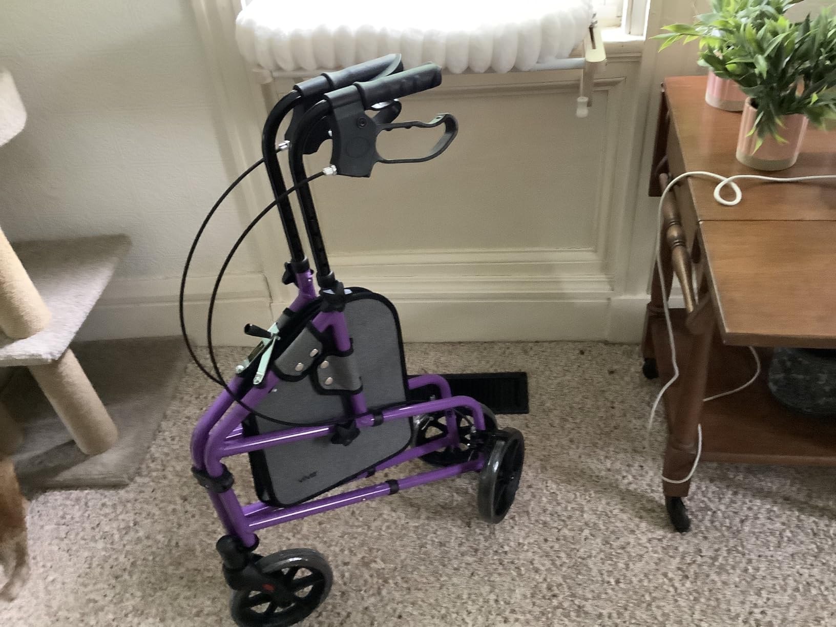Vive Mobility 3 Wheel Walker - Three Wheeled Rollator for Seniors | Lightweight, Foldable, Narrow, Heavy Duty - for Elderly Men Women - Folding 3-Wheel Tri Scooter with Basket Bag customer photo 1