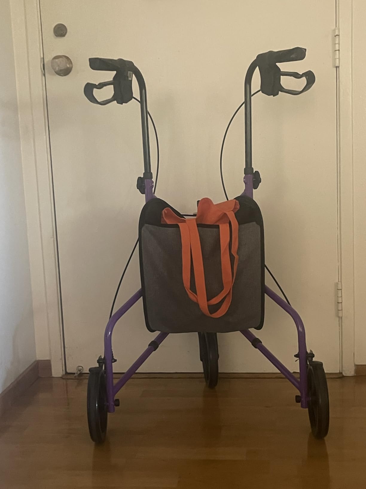 Vive Mobility 3 Wheel Walker - Three Wheeled Rollator for Seniors | Lightweight, Foldable, Narrow, Heavy Duty - for Elderly Men Women - Folding 3-Wheel Tri Scooter with Basket Bag customer photo 2