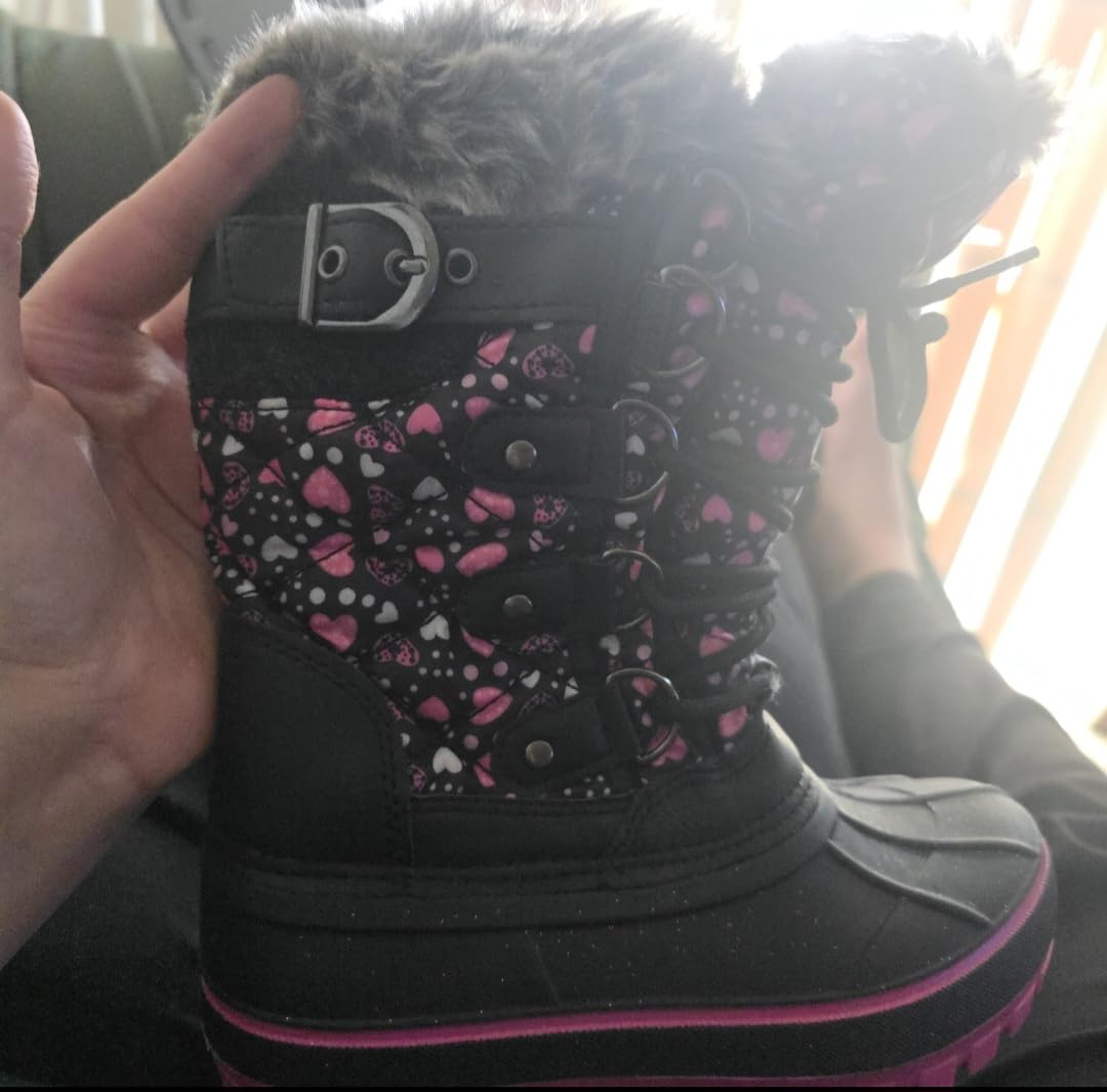 Boys Girls Snow Boots Water-Resistant Outdoor Warm Cozy Anti-Slip Mid Calf Faux Fur Lining Insulated Winter Shoes for Little/Big Kids customer photo 2